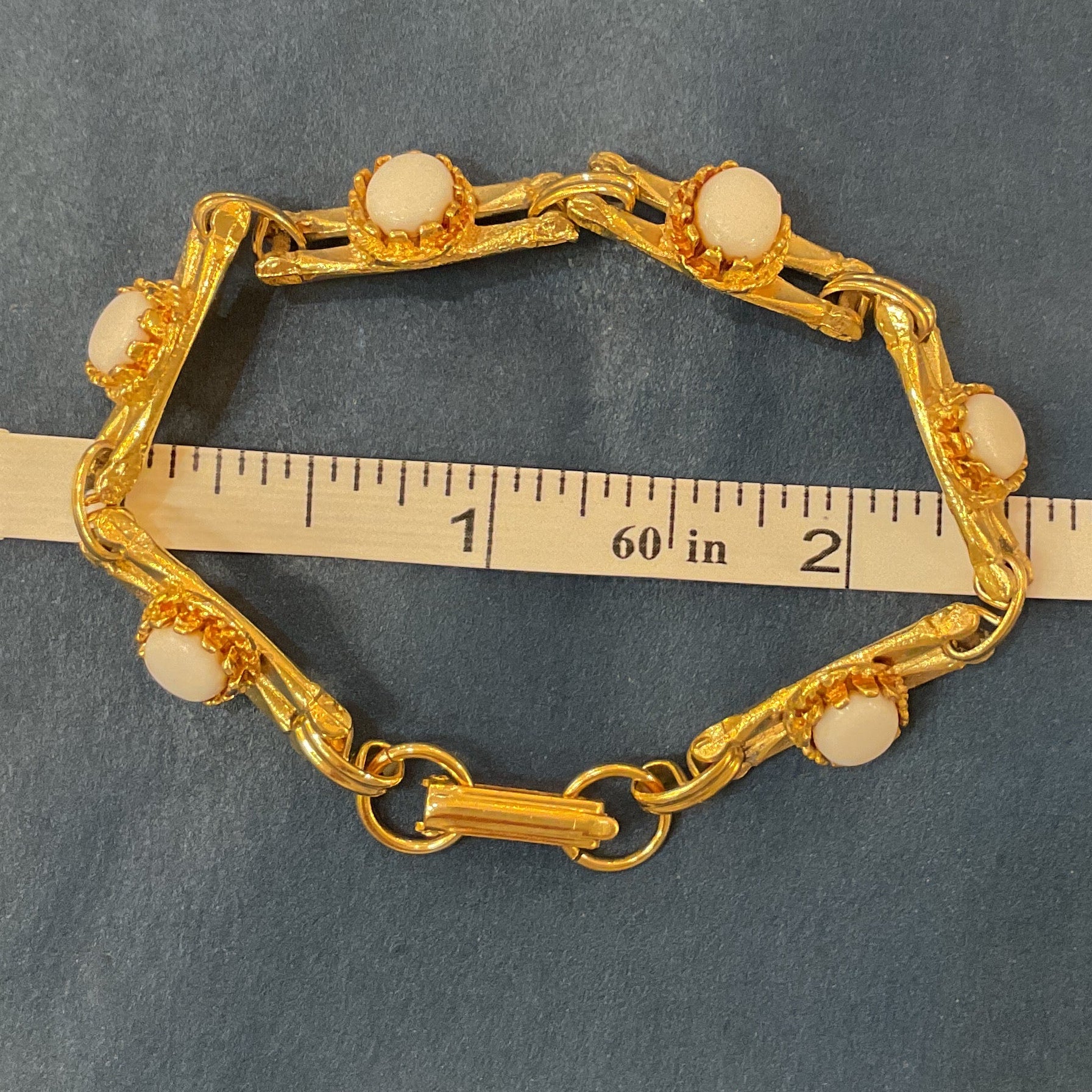 White Vintage Cabichon Scarab bracelet