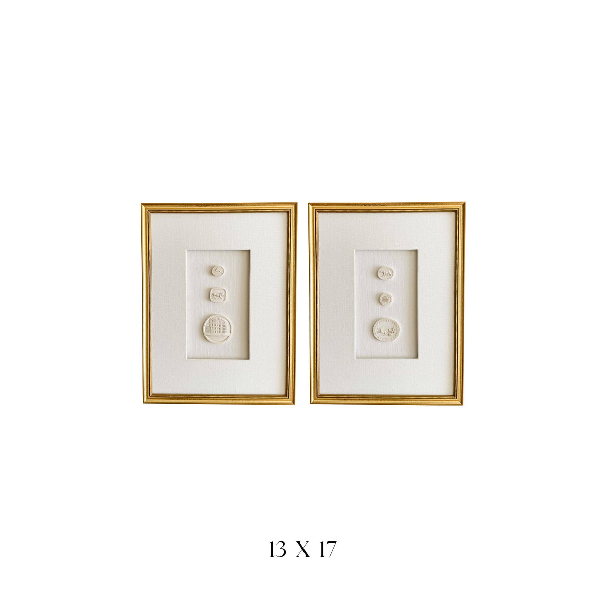 Gold Framed European Intaglios - Set of Two 