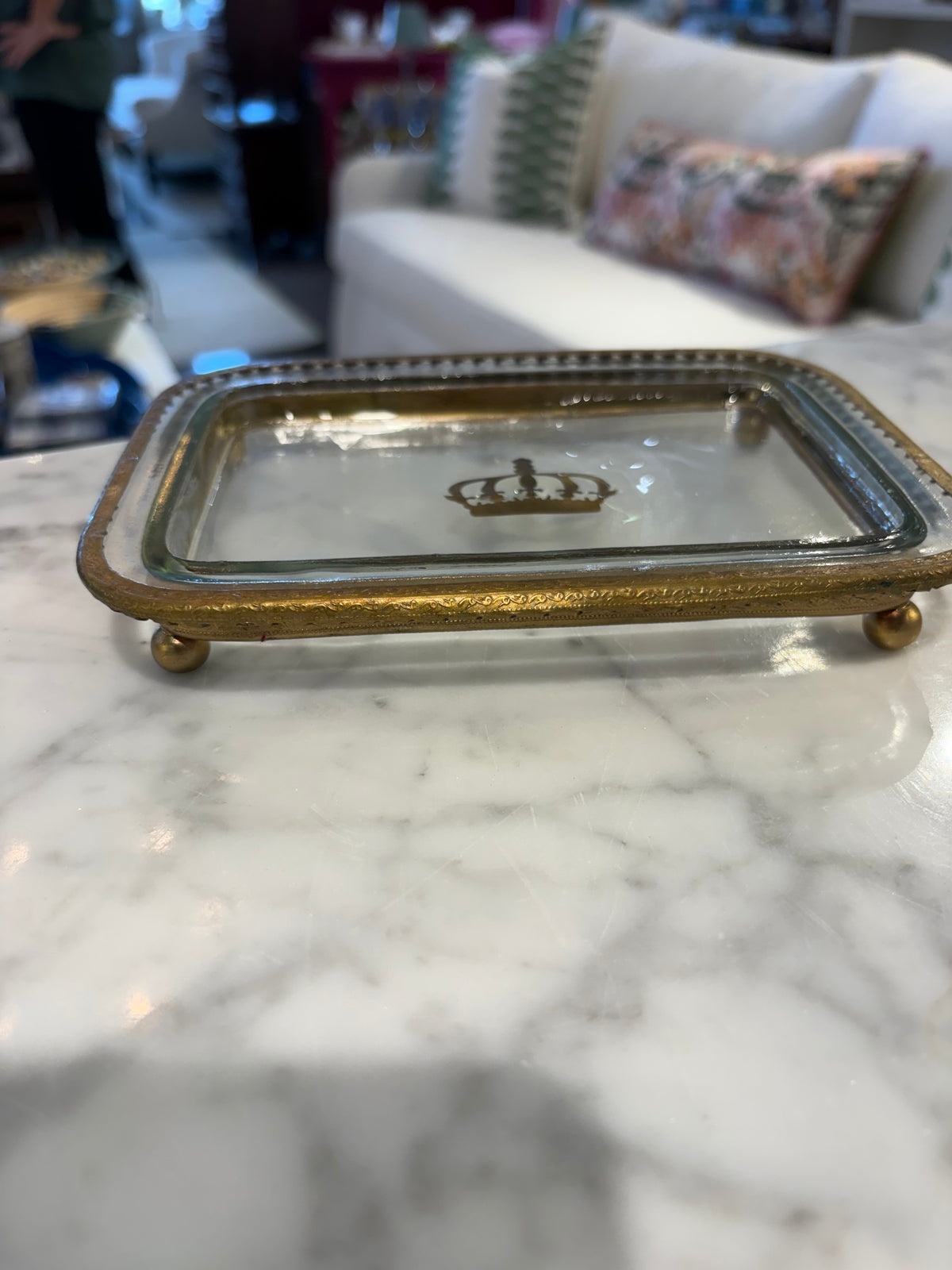 Glass Tray with Crown