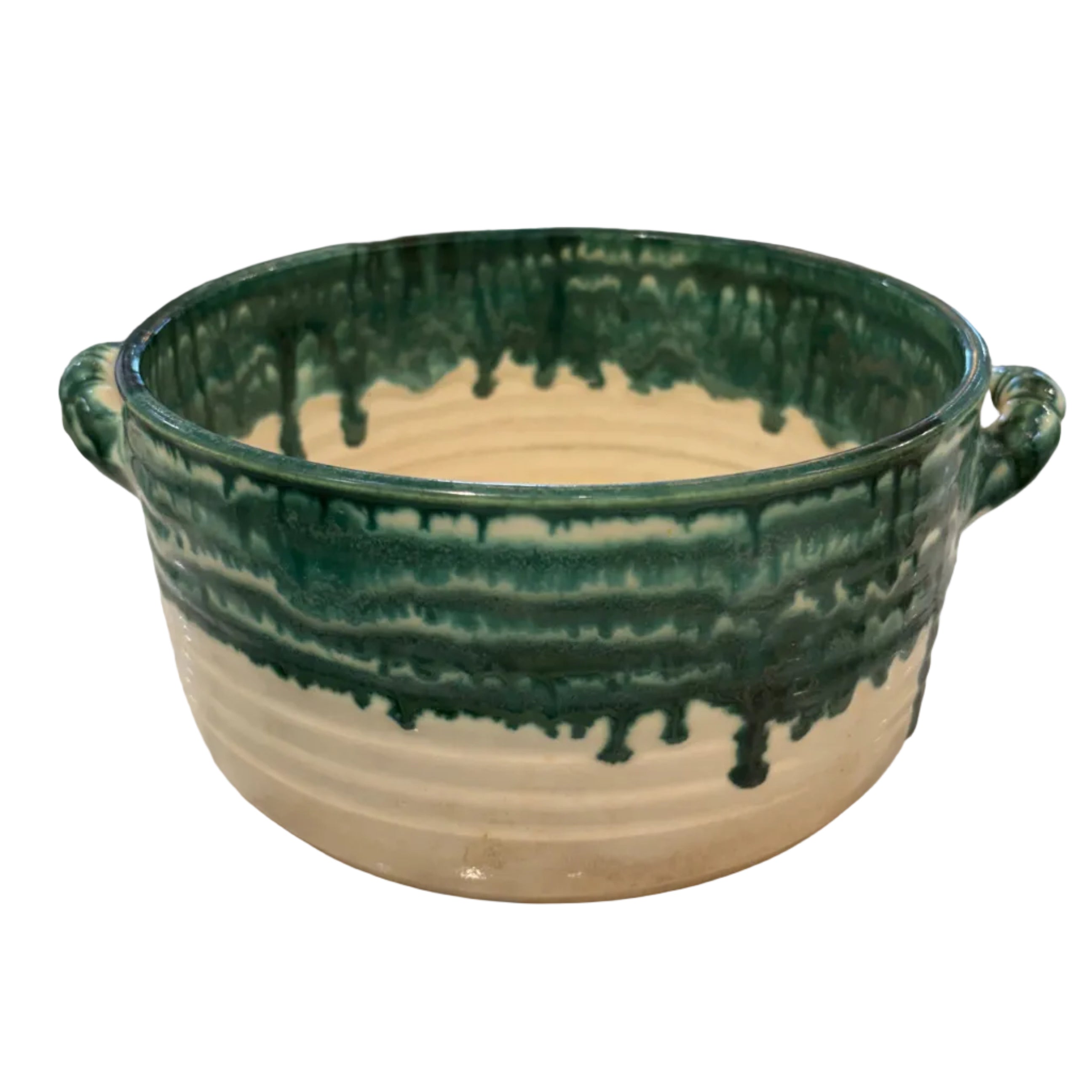 Vintage Signed Pottery Bowl with Handles