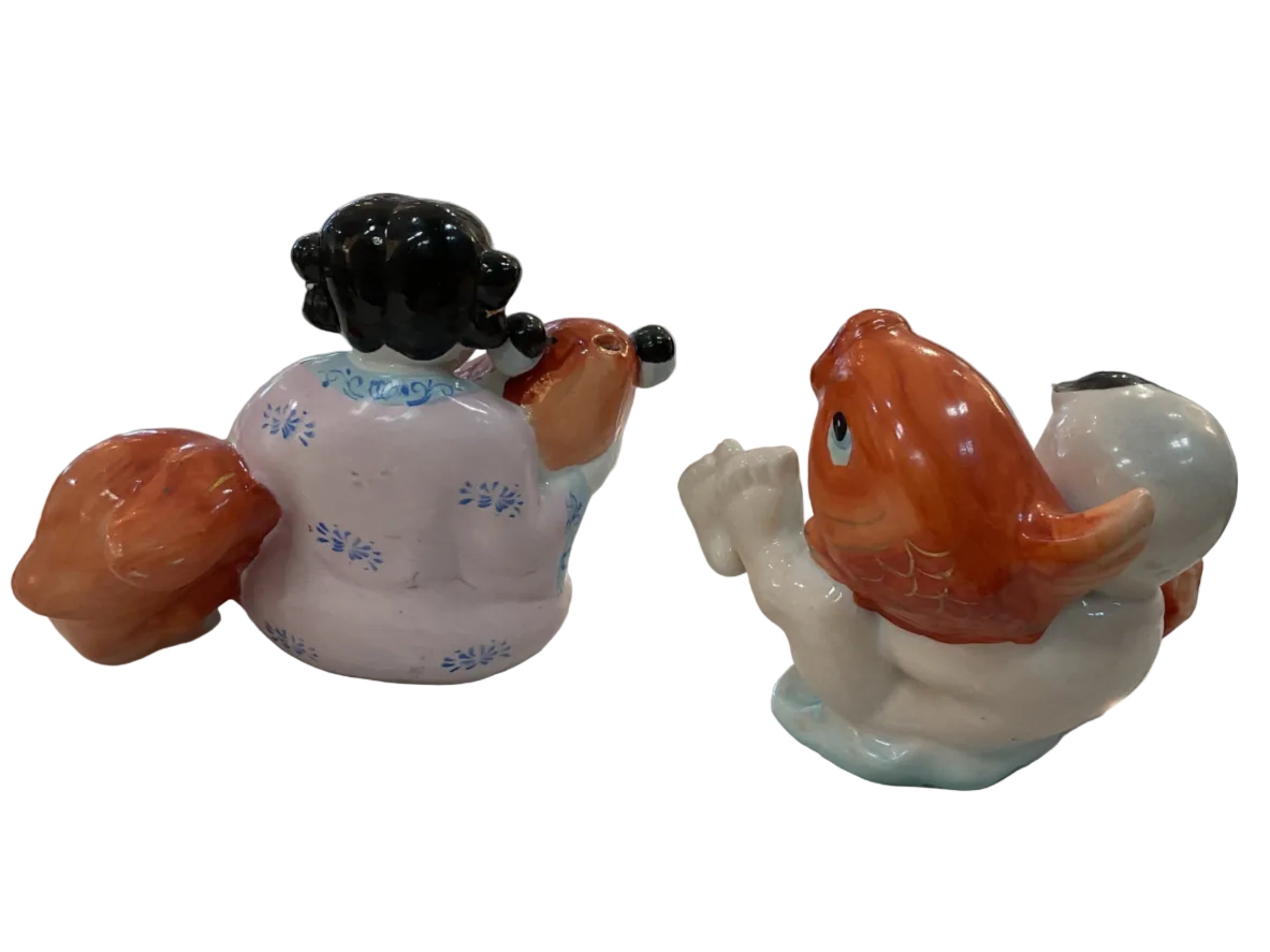 Children with Koi porcelain figurine Set
