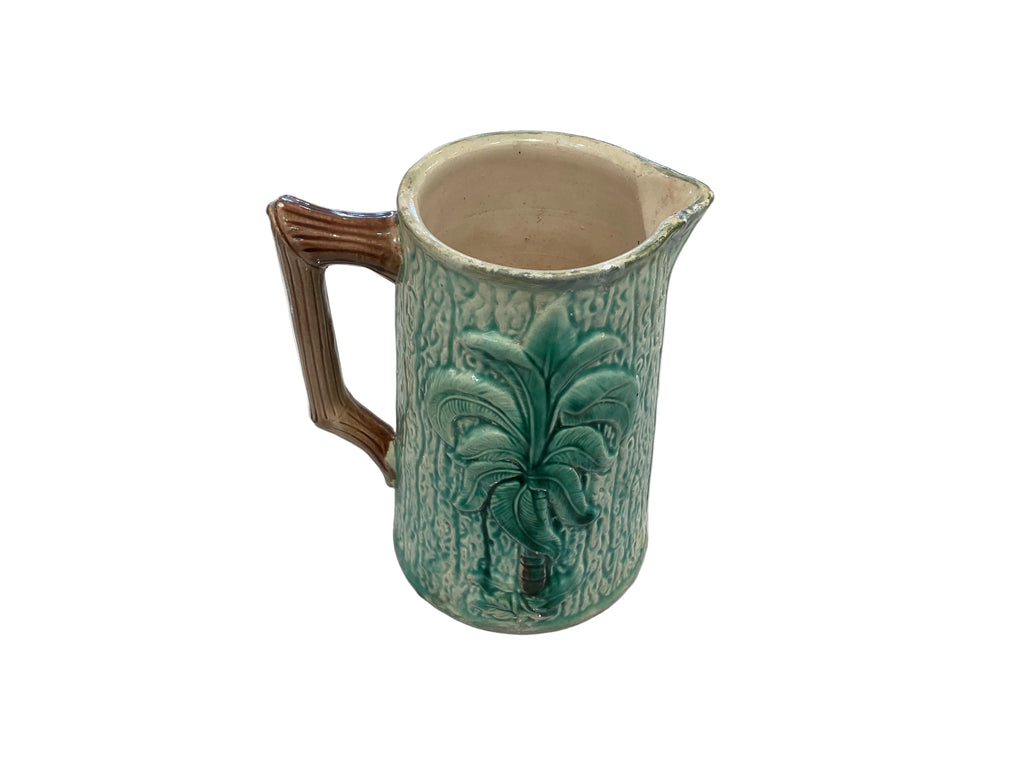 Majolica pitcher with Palm Tree