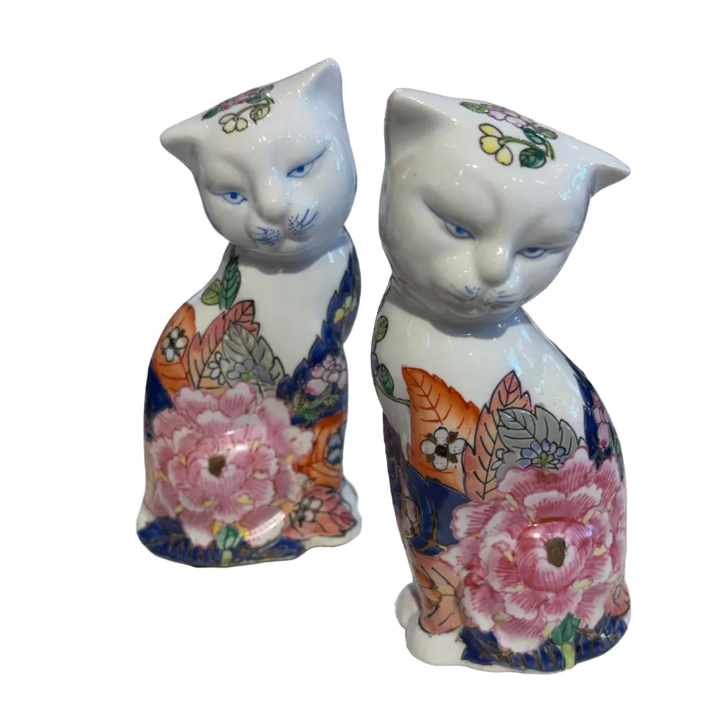 Vintage Tobacco Leaf Cats (Pair)
