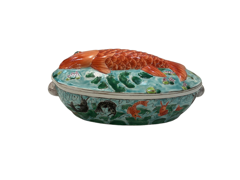 Antique Chinese Koi Hand-painted Tureen