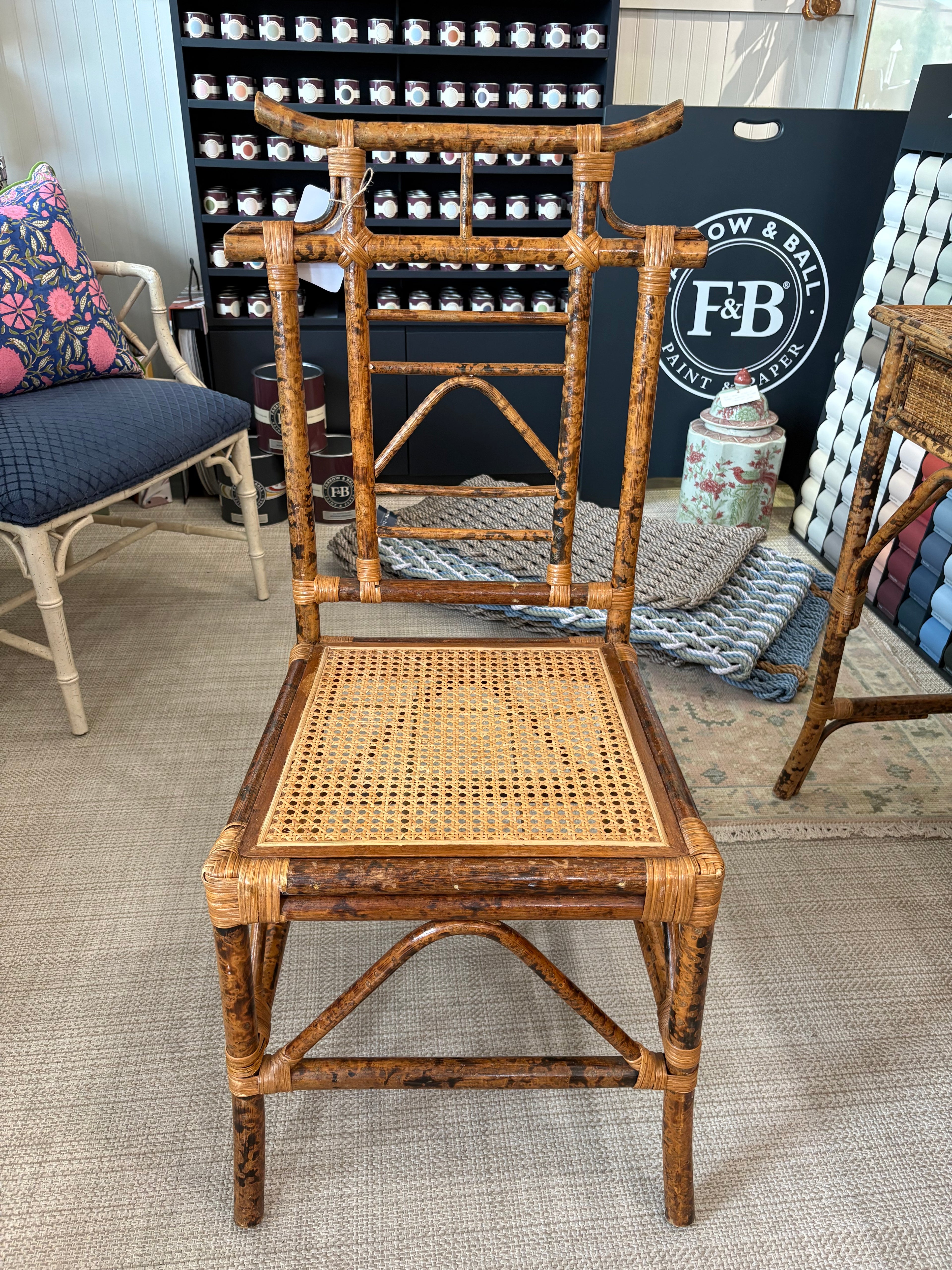 Antique Pagoda Style Burnt Bamboo Chair