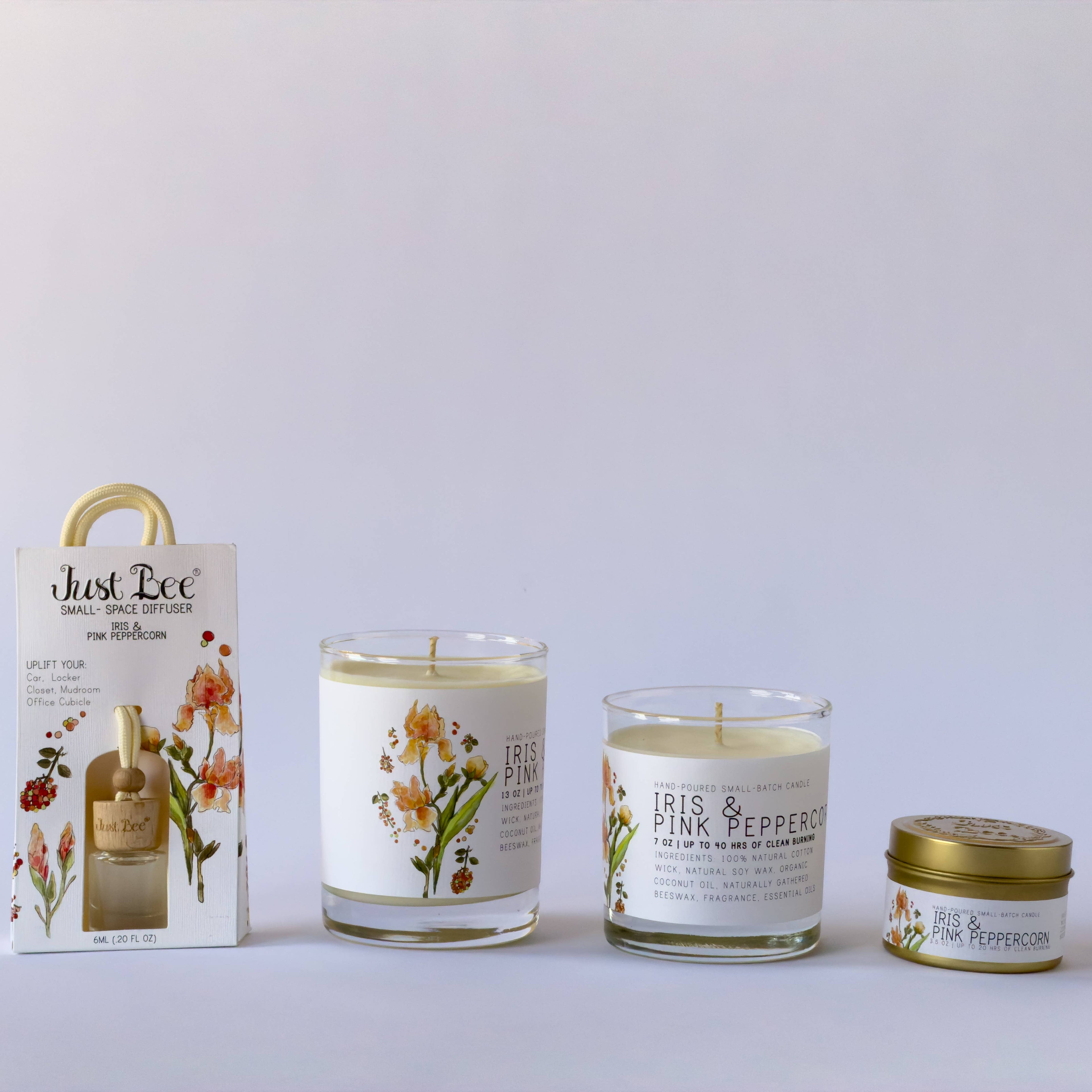 Iris & Pink Peppercorn - Medium Glass - Just Bee Candle
