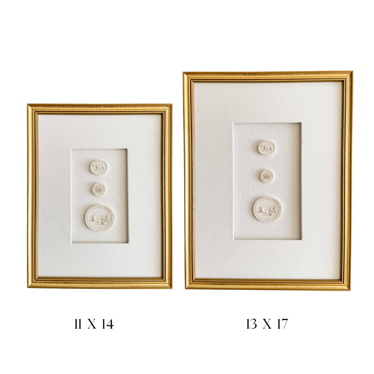 Gold Framed European Intaglios - Set of Two 