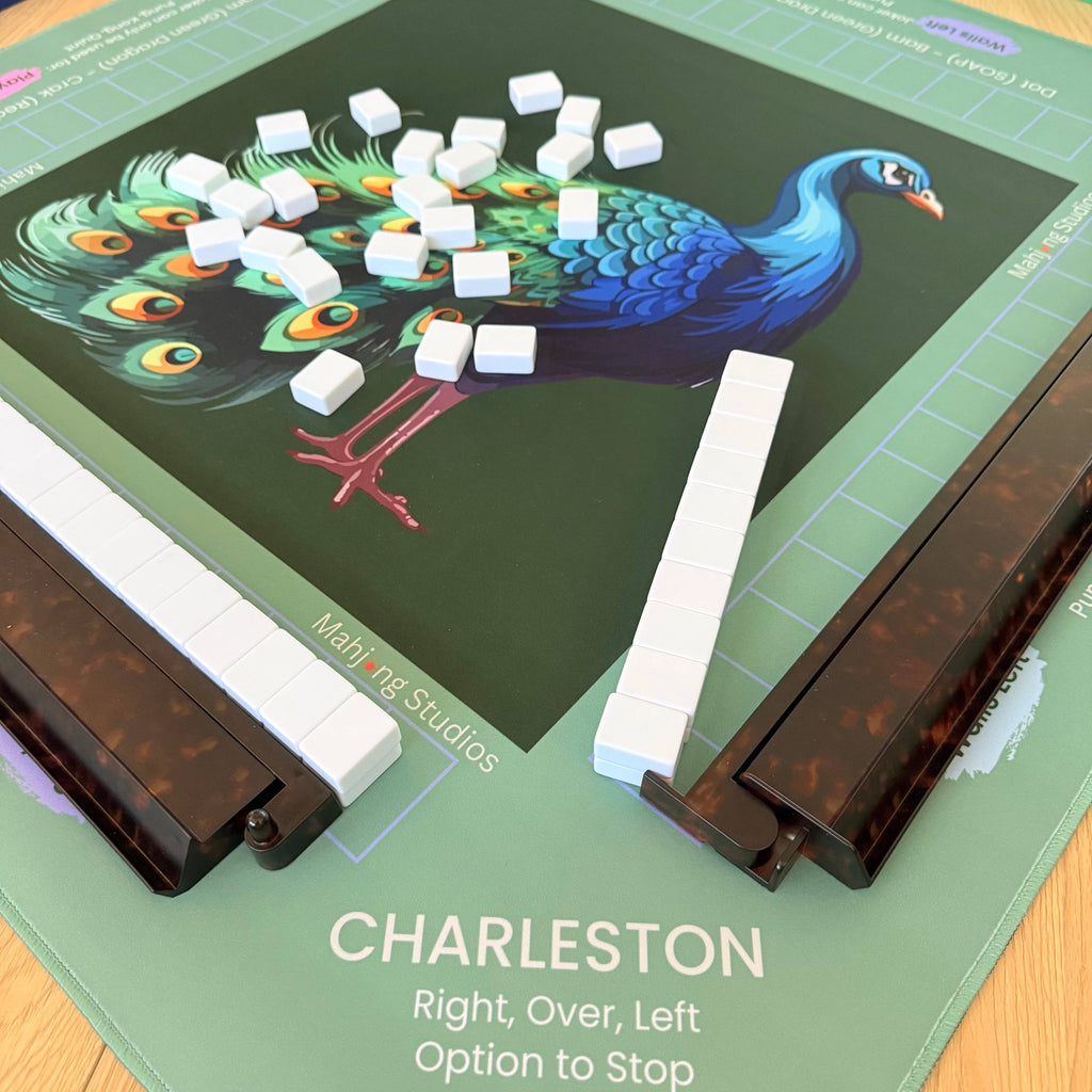 Jade Peacock Mahjong Mat - ships rolled