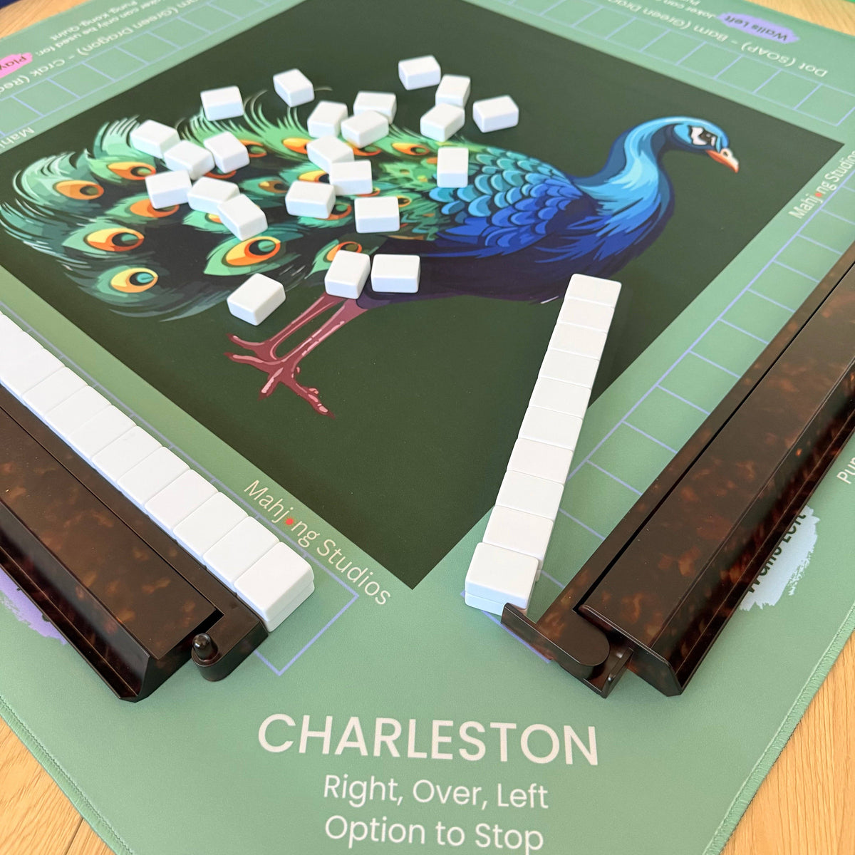 Jade Peacock Mahjong Mat - ships rolled