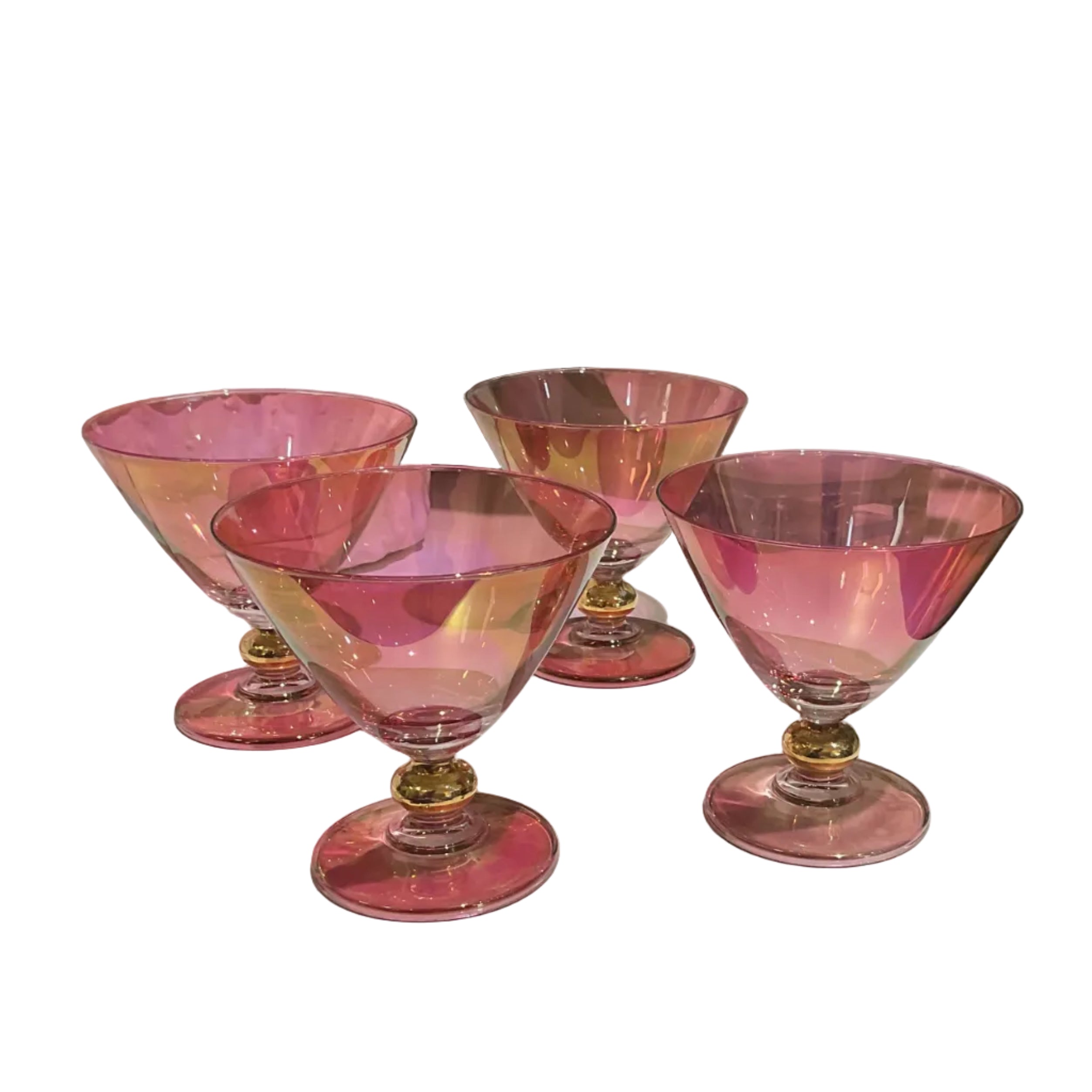 Set of mid century Italian pink cocktail glassses