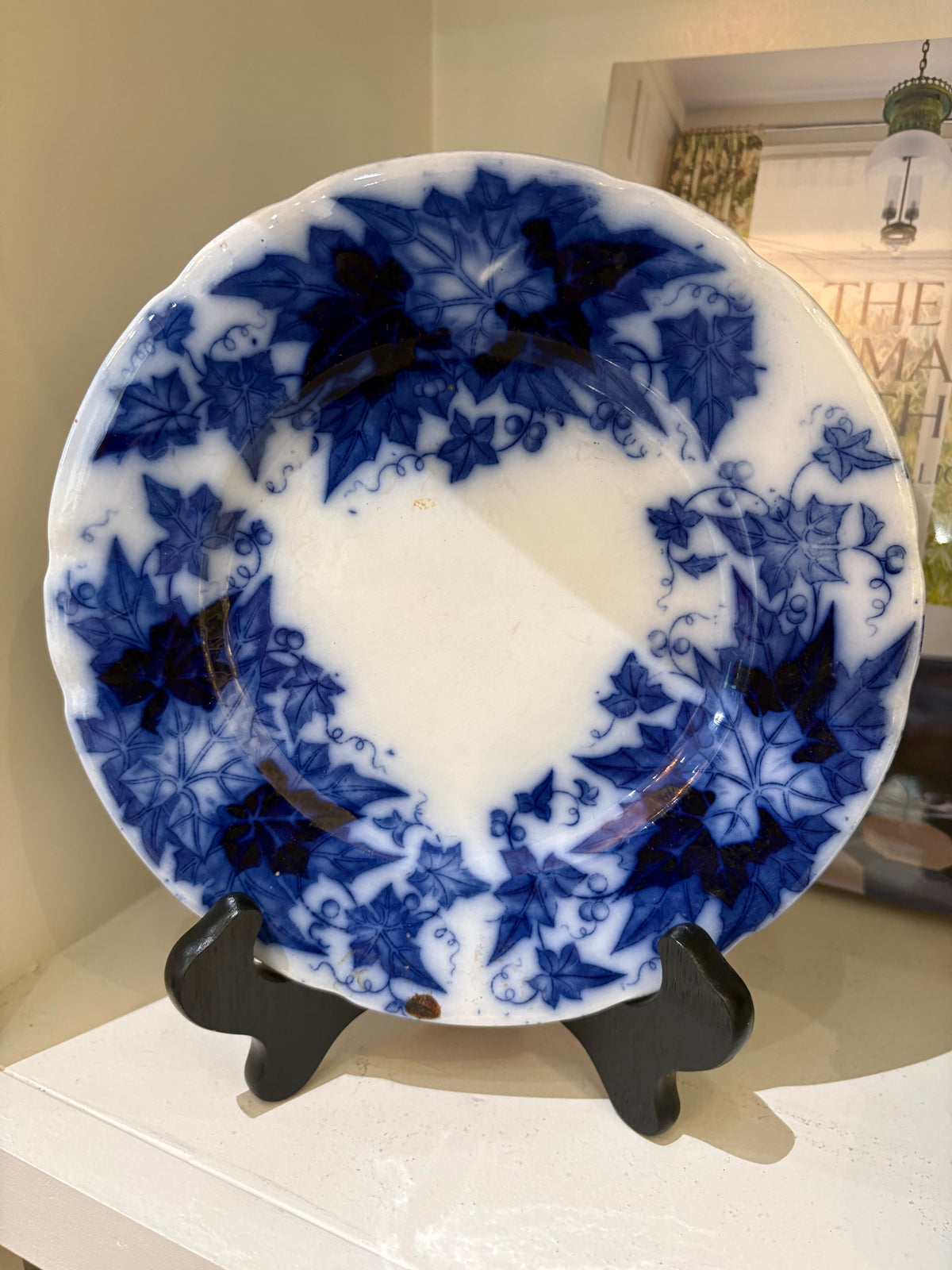 Antique Normandy pattern Flow Blue plate (circa 1840)