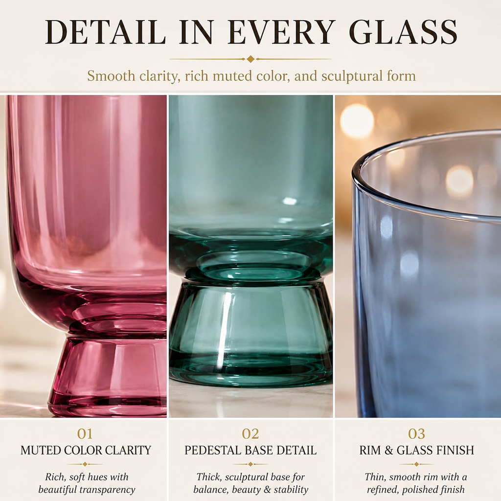 Murano Muted Colored Stackable Tumbler Glasses Set of 4