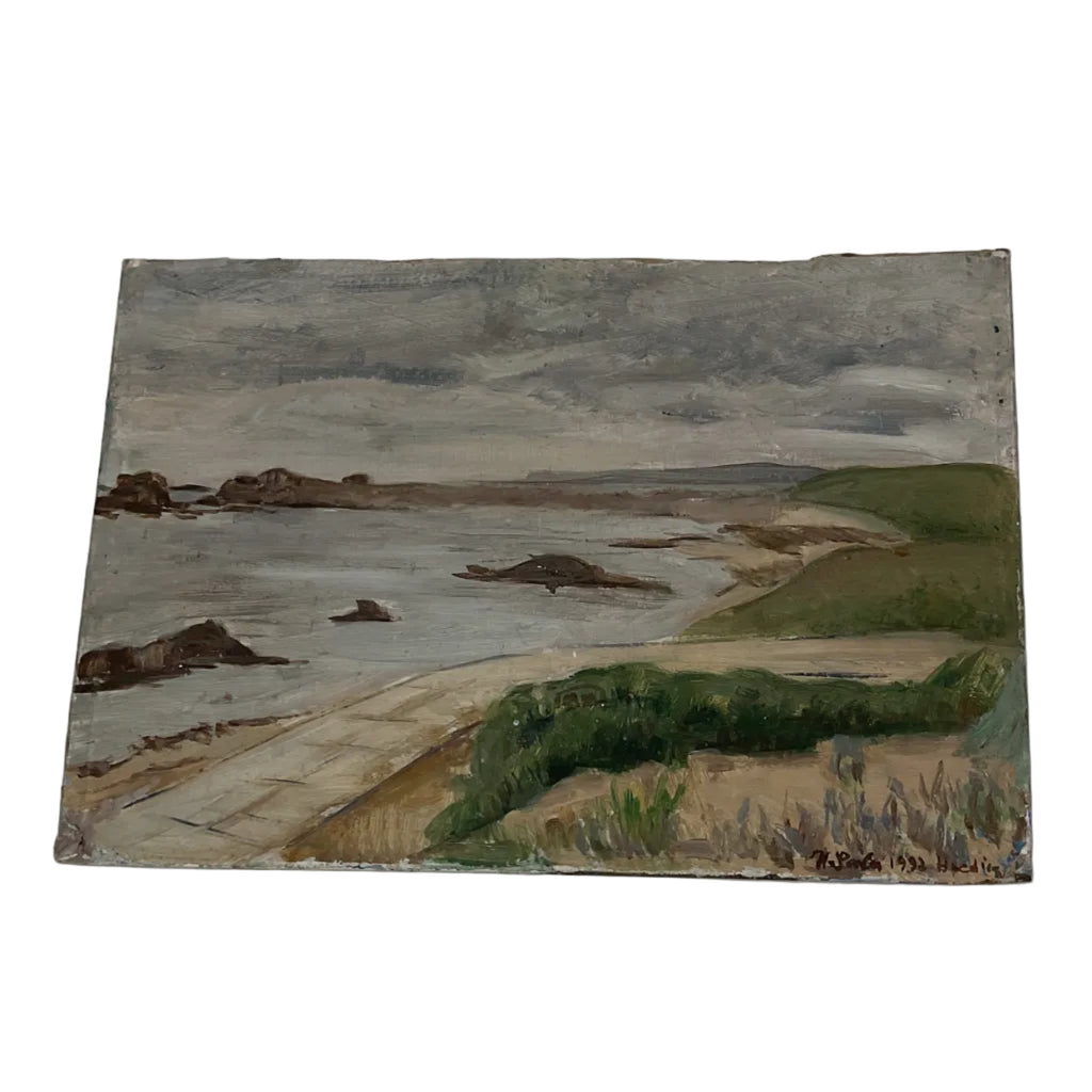 Vintage French Double-Sided Painting on Board