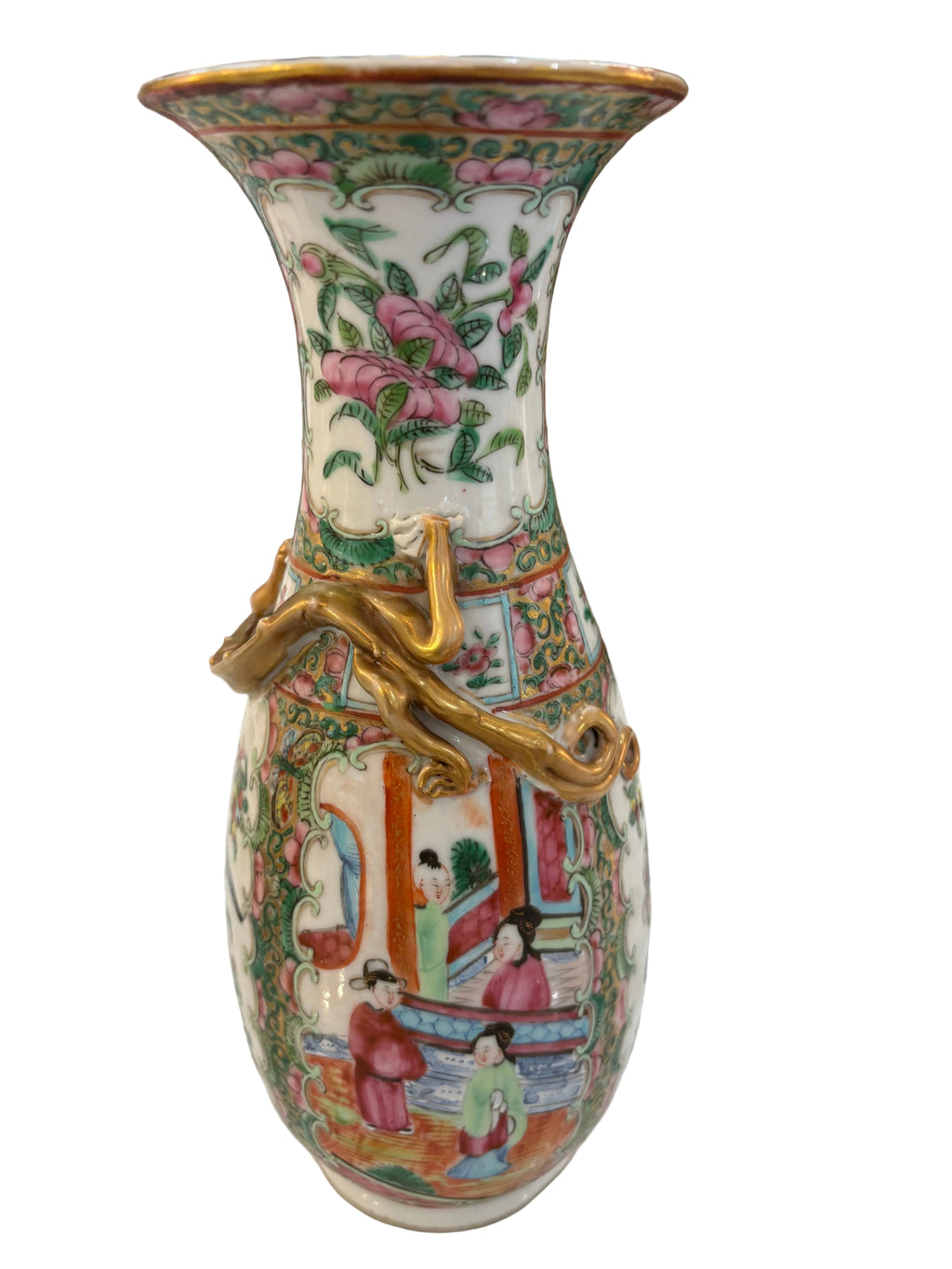 Rose Medallion Vase with Gold dragon (unmarked)