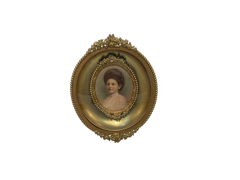 Antique Victorian Convex Bubble Glass Portait