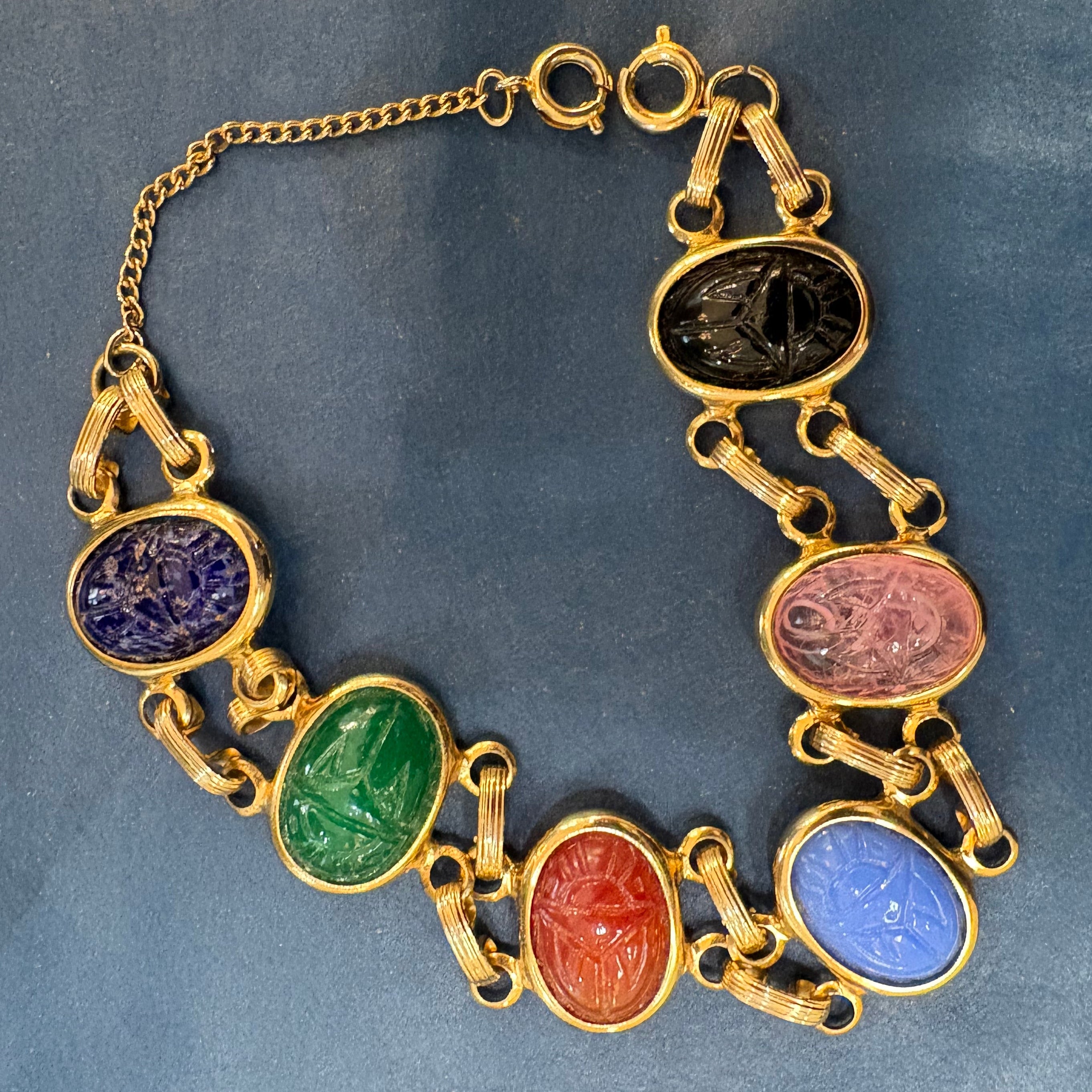Double strand Mid-century Scarab Bracelet