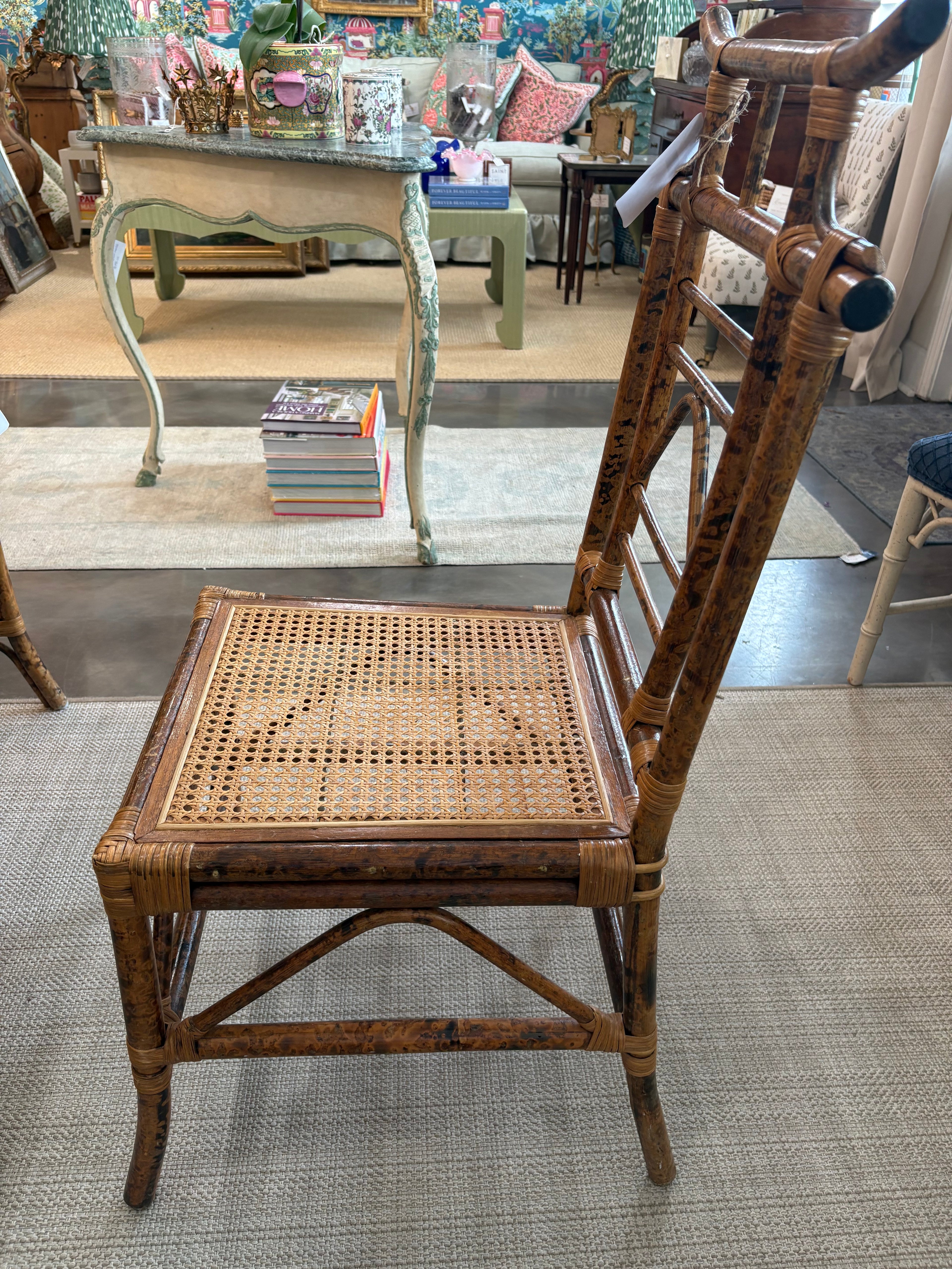 Antique Pagoda Style Burnt Bamboo Chair