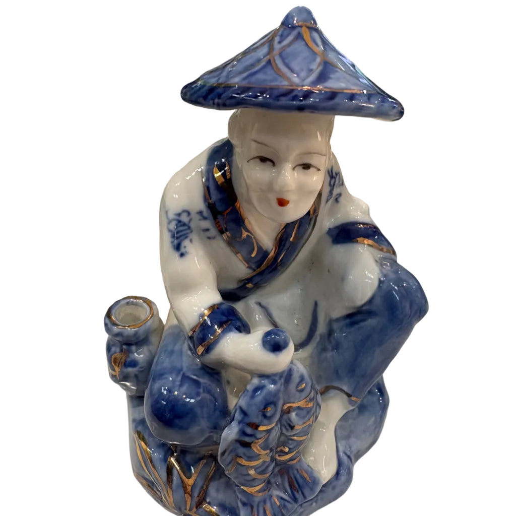 20th c. Porcelain Chinese Woman with fish