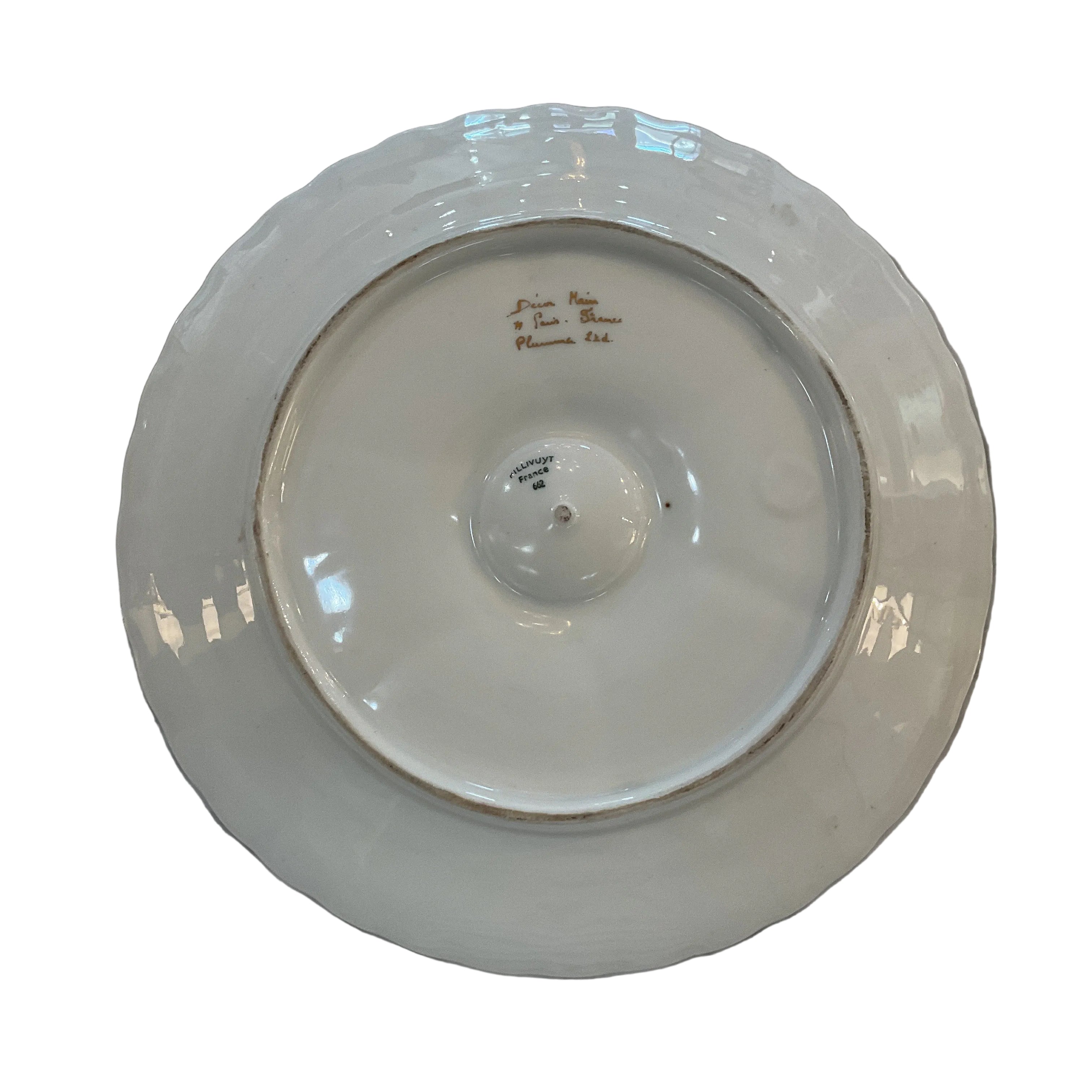Antique French Gilded Oyster Plate with Bow Detail