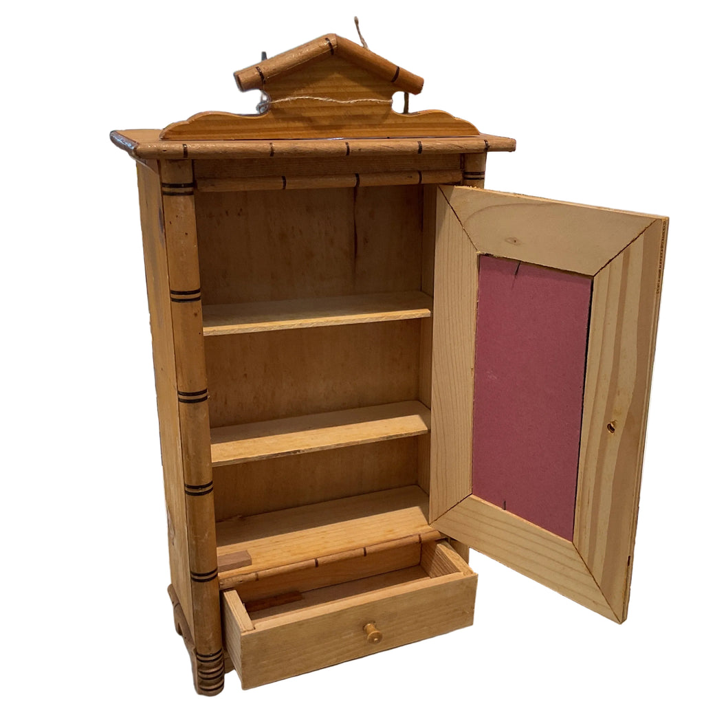 Antique Miniature Bamboo Armoire