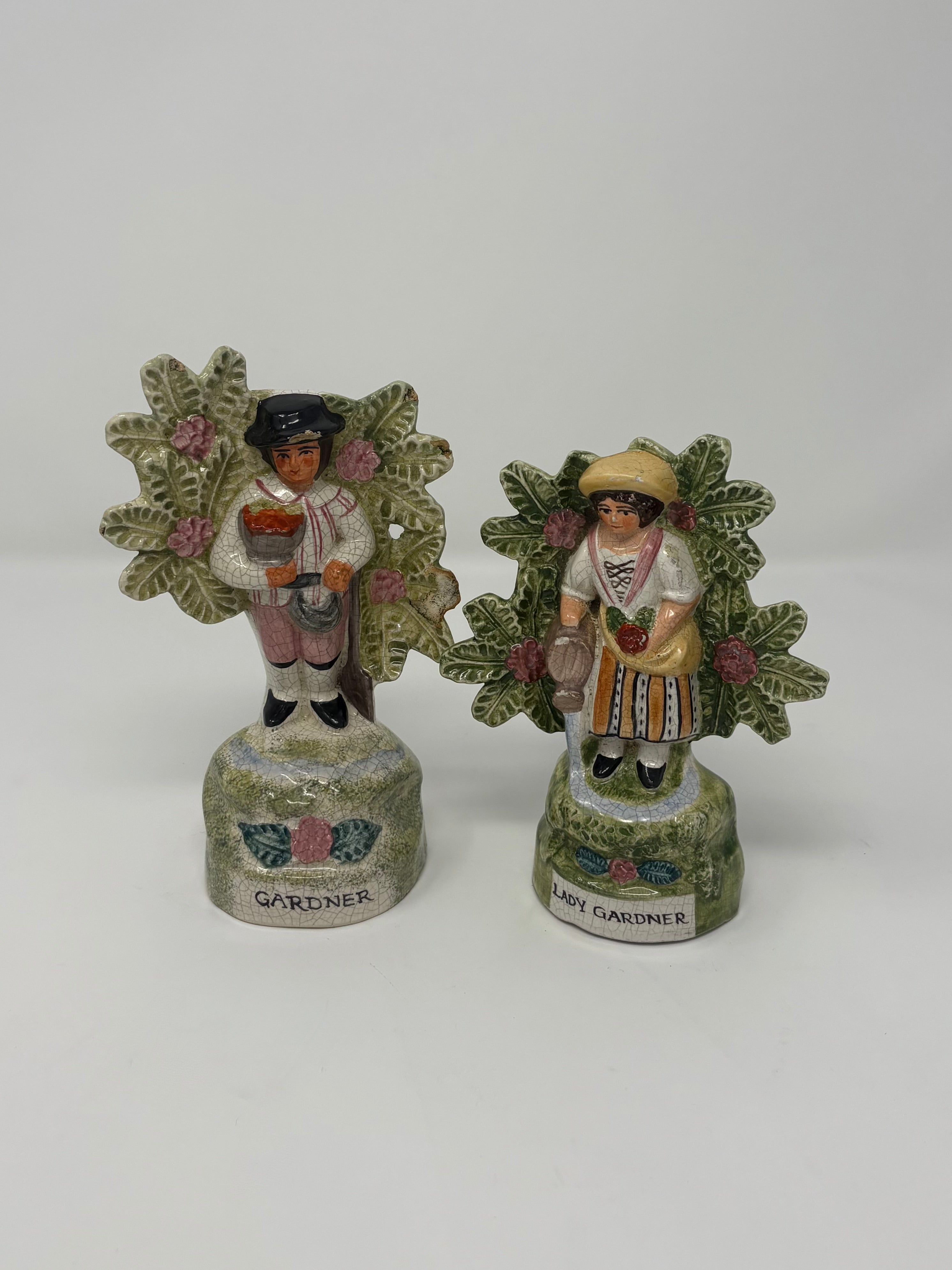 Pair of Antique Staffordshire Gardeners