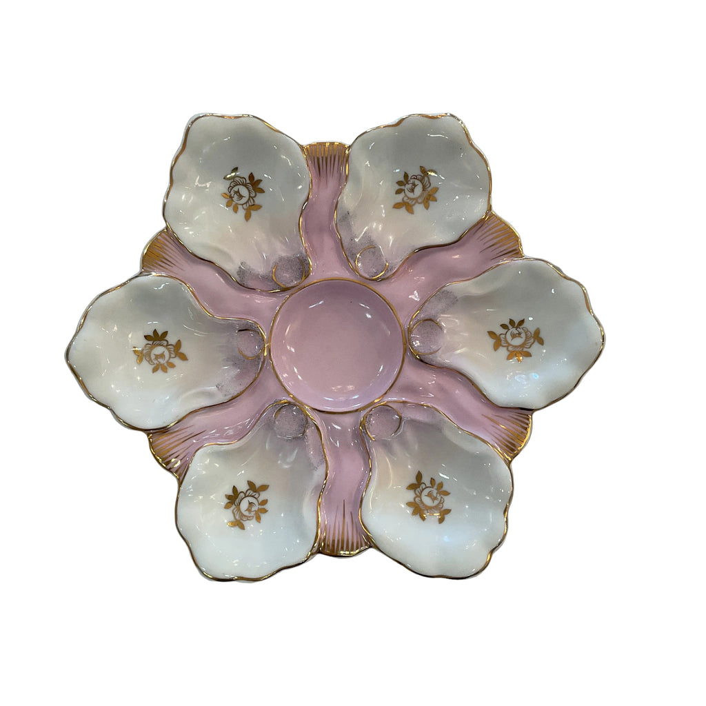 Antique Oyster Plate w/ Gilded Detail
