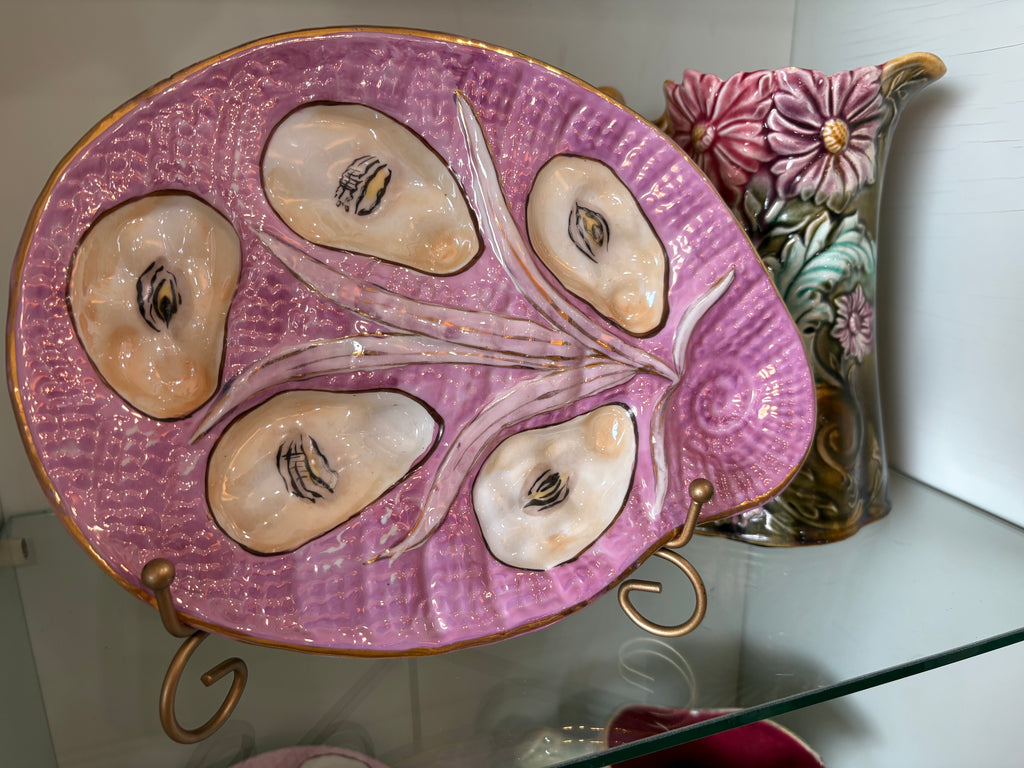 Antique Oyster Plate (Pink and Beige and Gold)