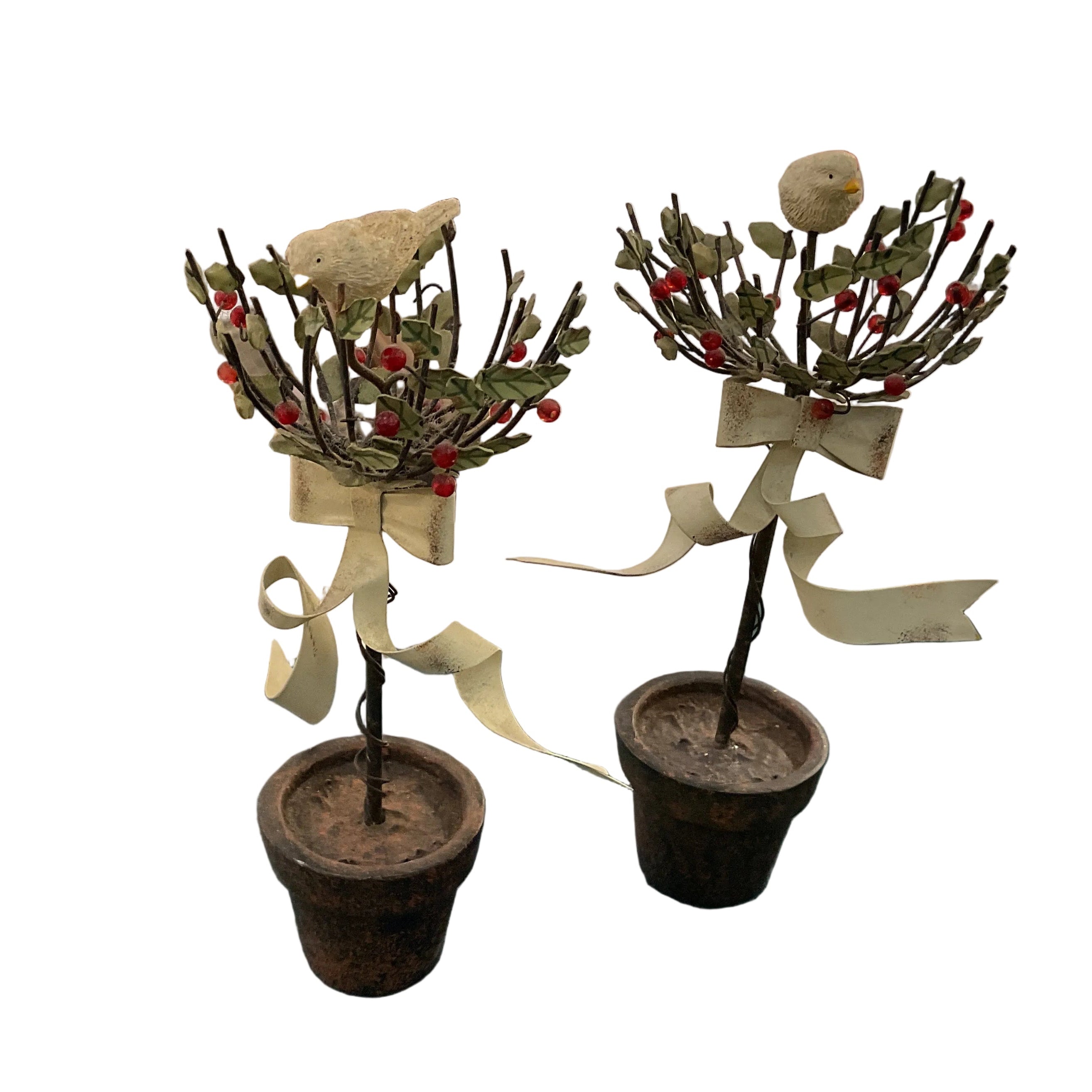 Miniature Bird Metal Topiaries