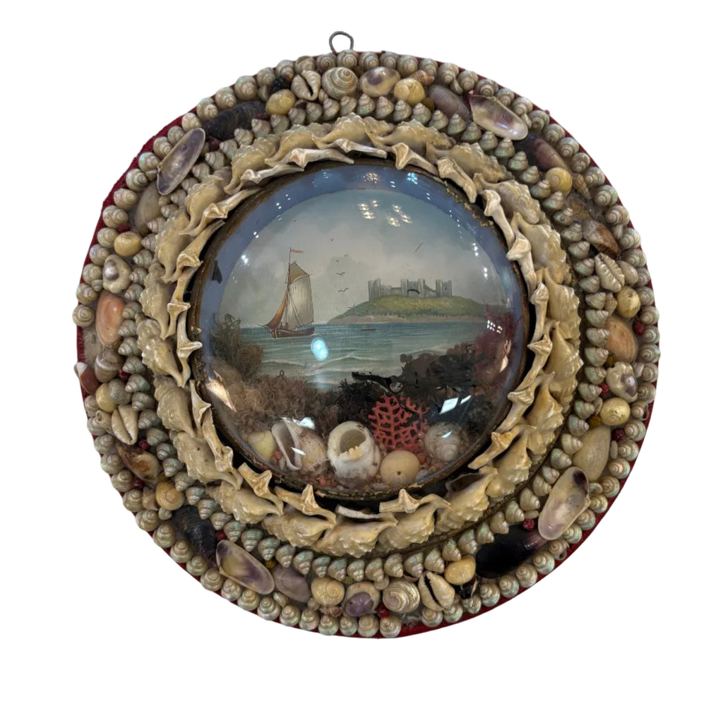 Antique Edwardian Diorama/ Sailor’s Valentine with Ship Scene