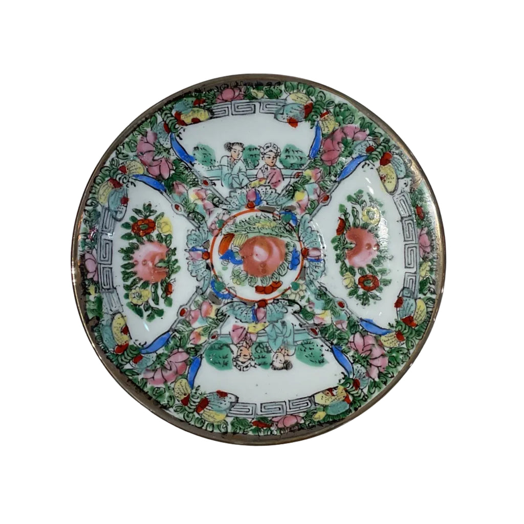 Two Figurine Rose Medallion Plate