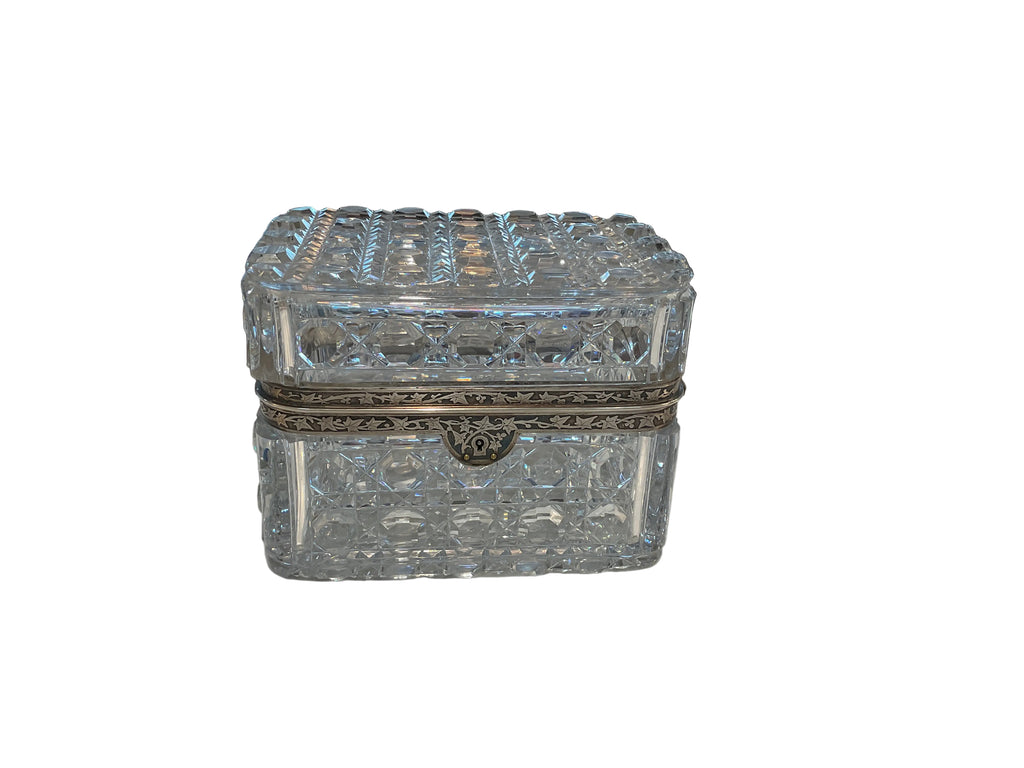 Baccarat Crystal and solid Sterling silver casket box