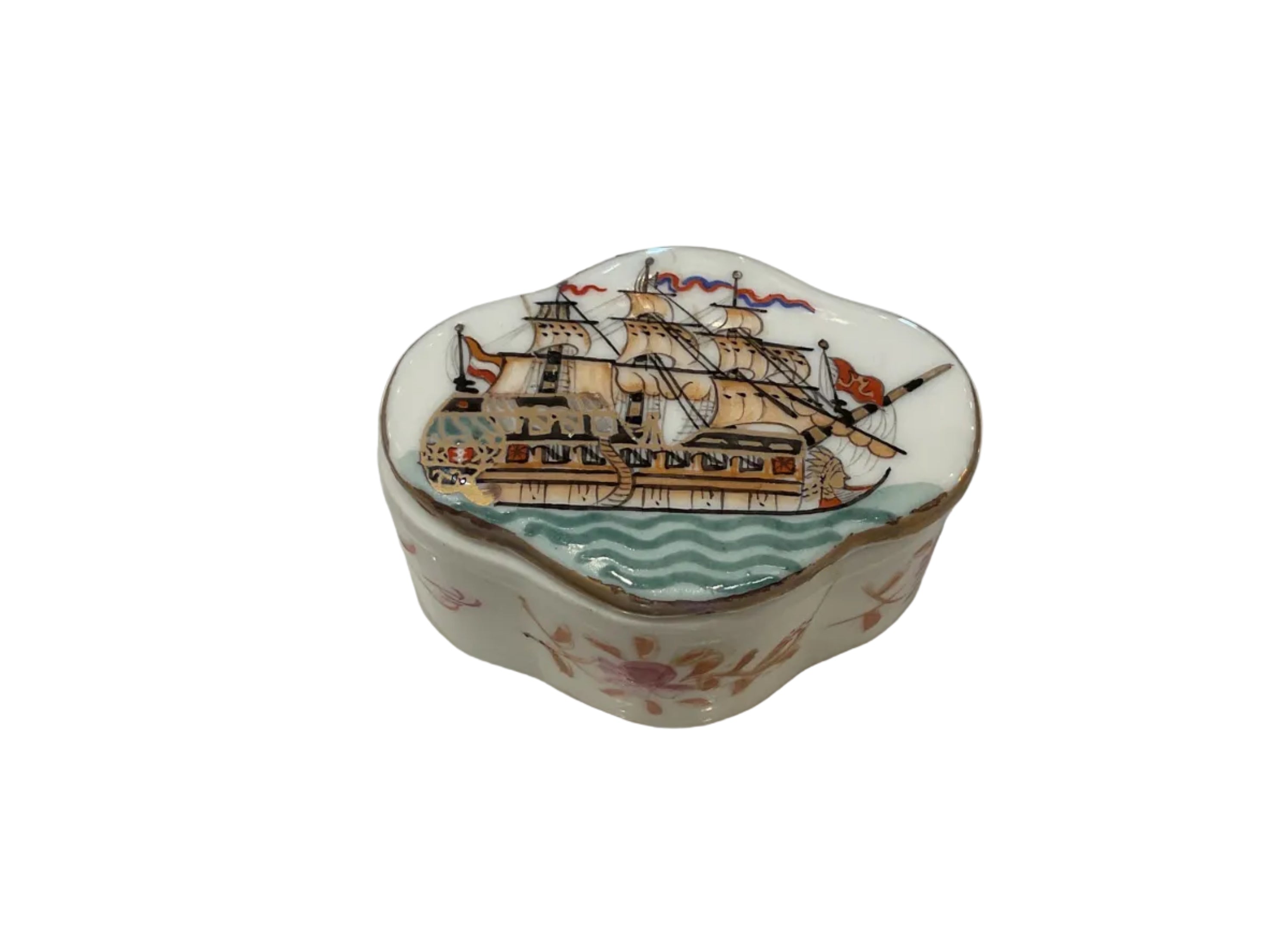 Porcelain Sailboat Trinket Dish (Blue Water)