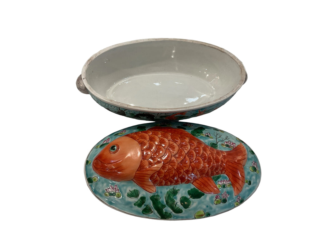 Antique Chinese Koi Hand-painted Tureen