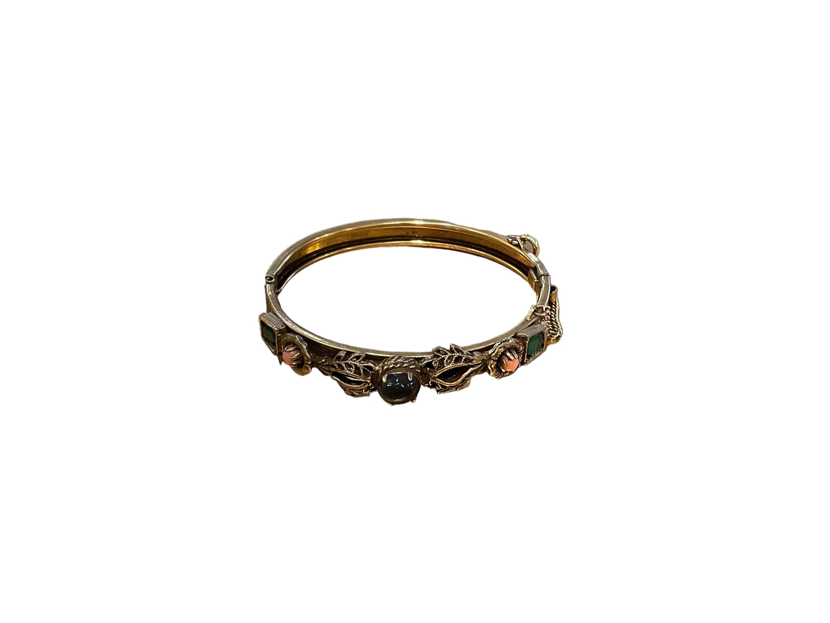 Victorian Revival gold-filled hinged bangle bracelet