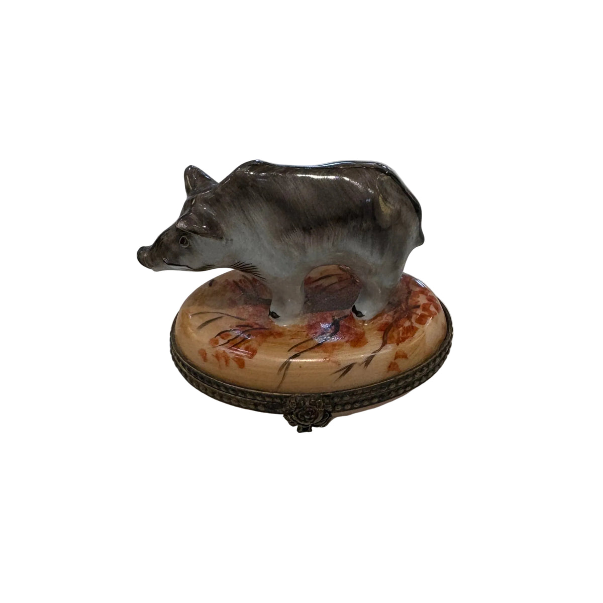 Wild Boar Limoges Trinket Box