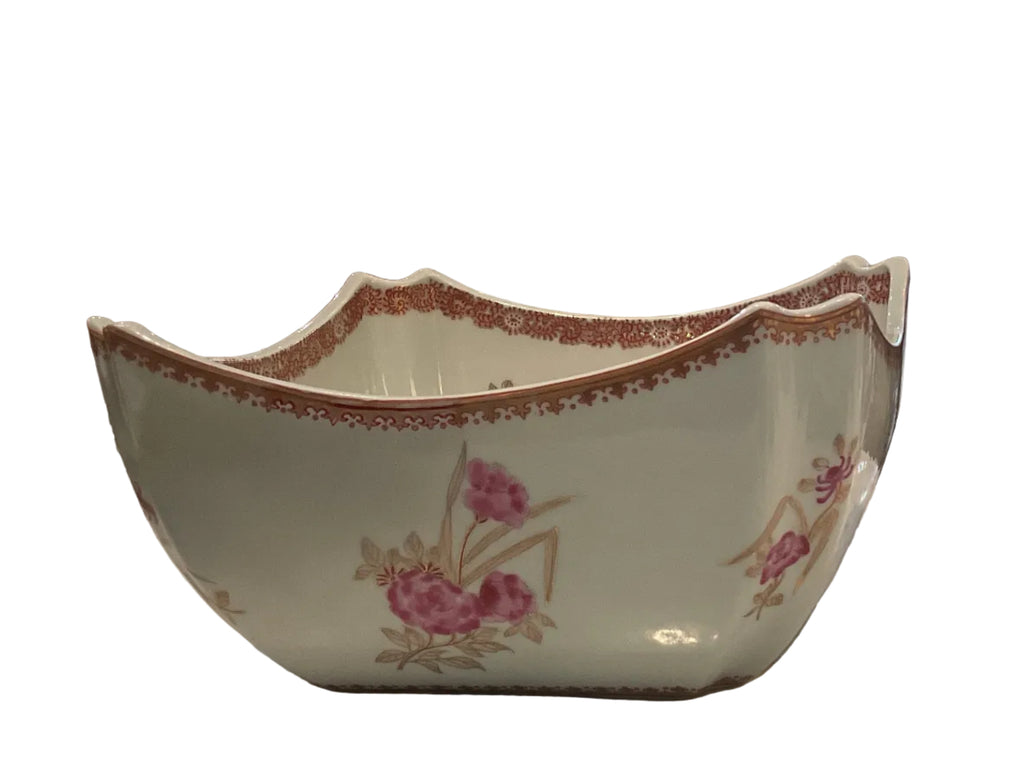 Chinese Export 19th Century Ships & Floral Celadon Bowl
