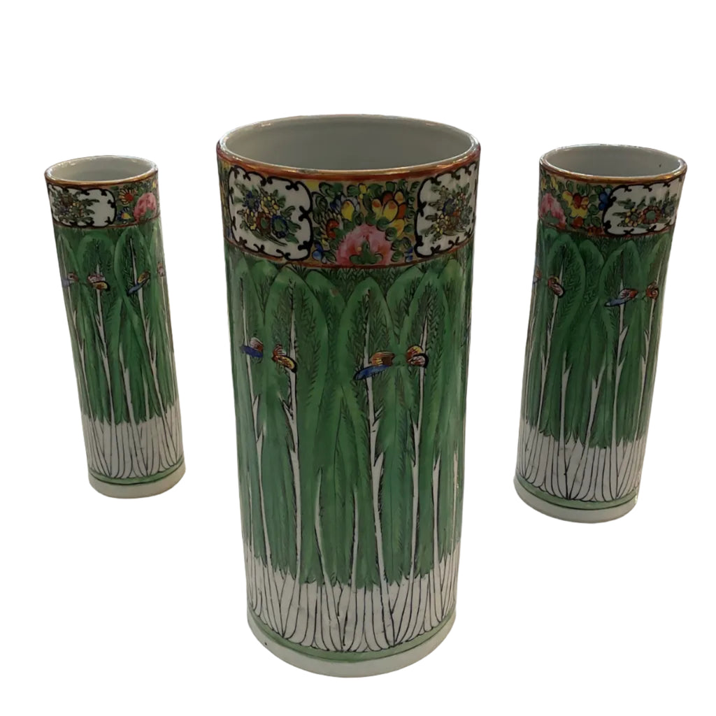 Bok Choy Cylinder Vases Set of 3