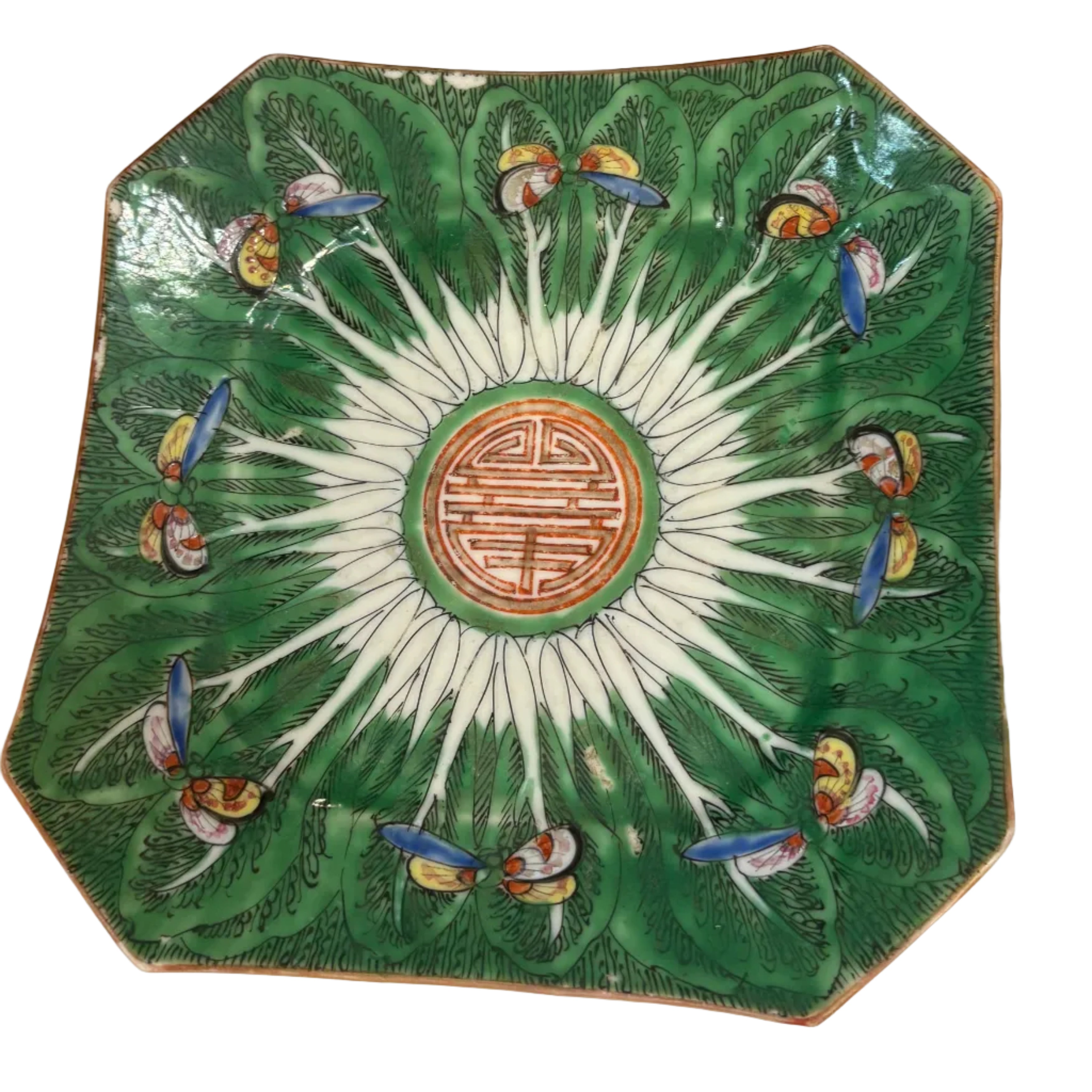 Antique Bok Choy Square w/ clipped corners Plate
