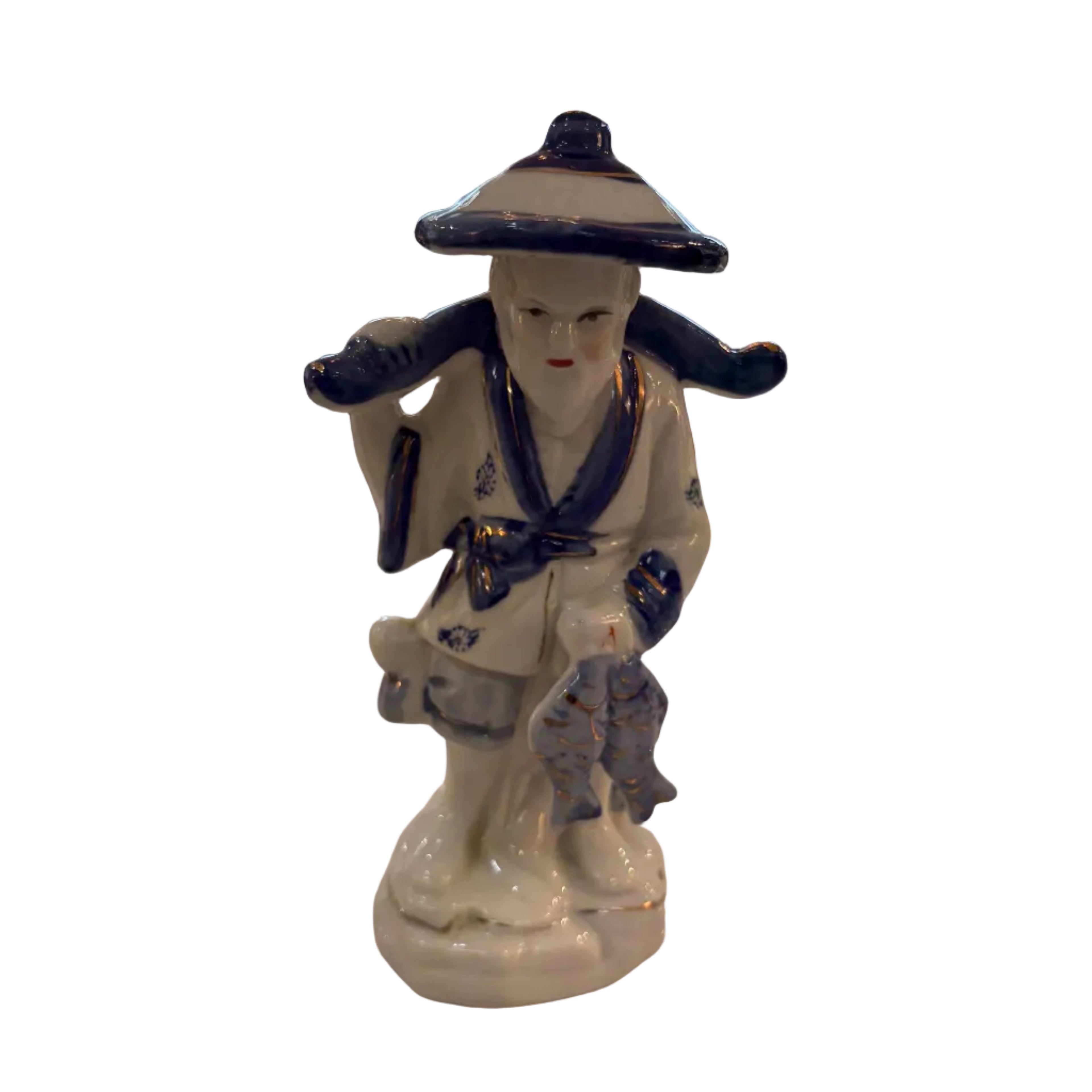 20th c. Porcelain Chinese Woman and Man with fish (Pair only)