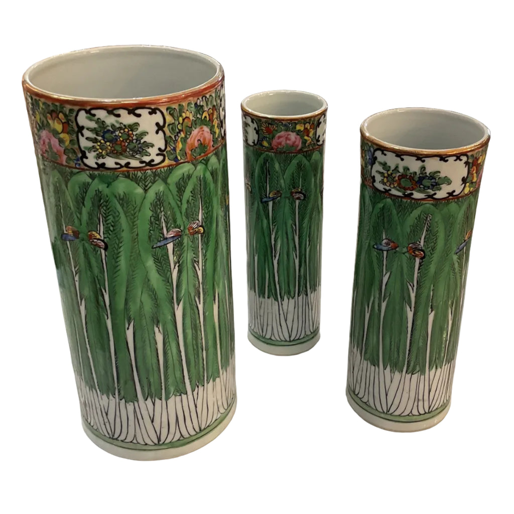 Bok Choy Cylinder Vases Set of 3