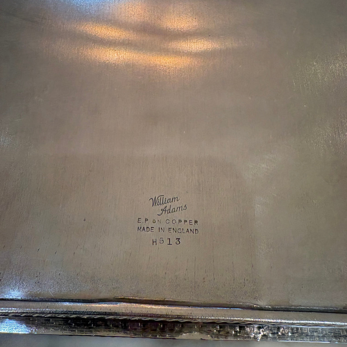 Antique Octagonal English Silver on Copper Gallery Tray (w/etching and pierced detail)