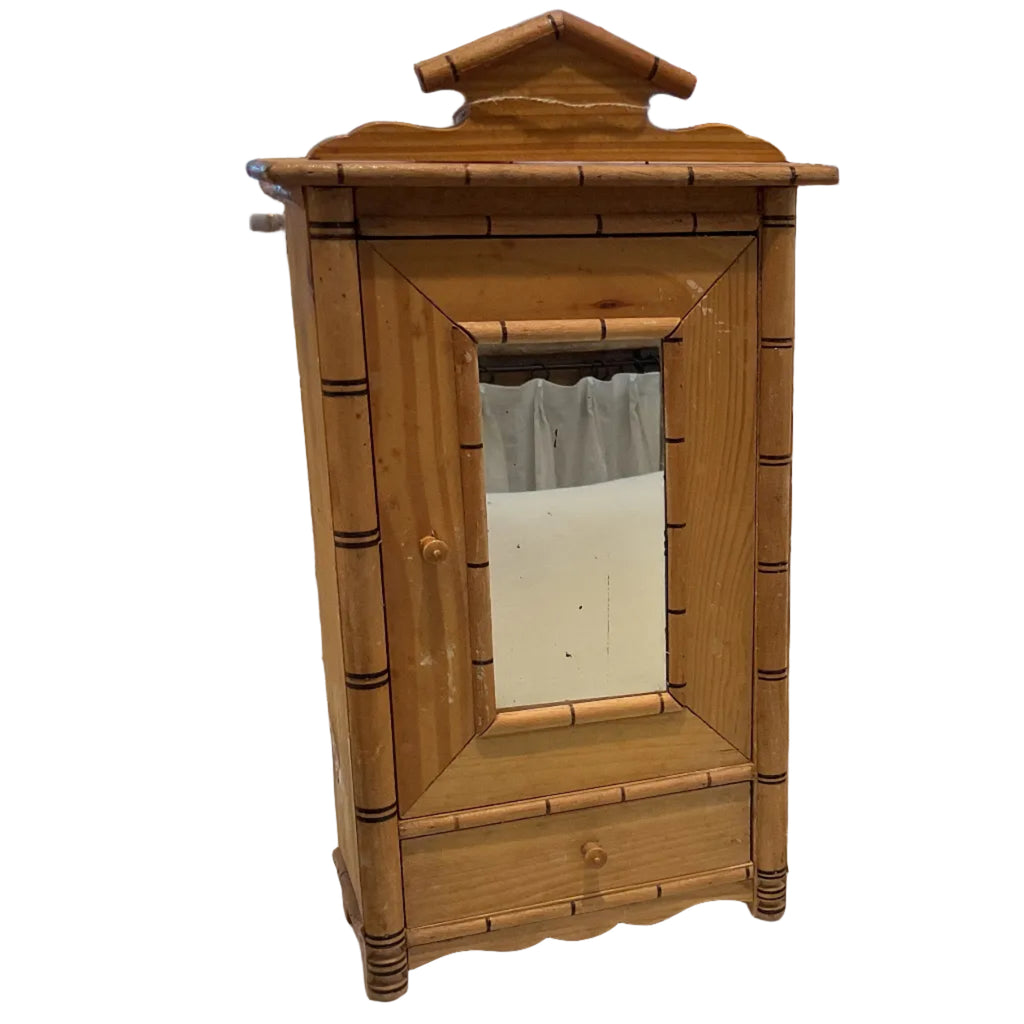 Antique Miniature Bamboo Armoire