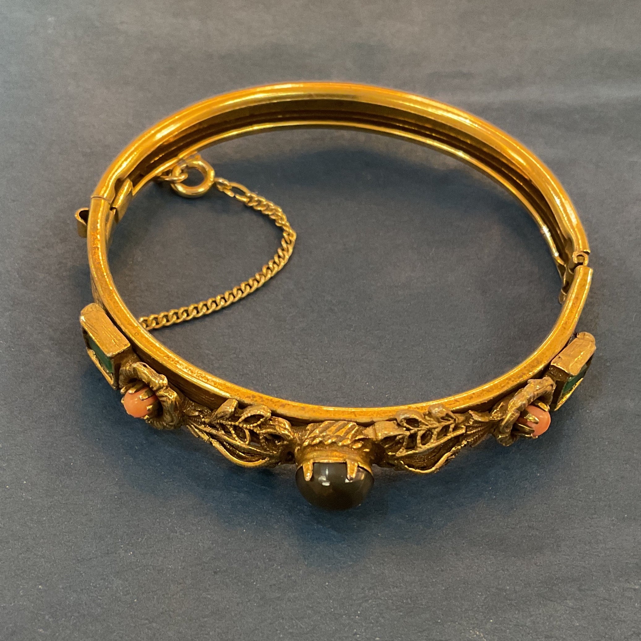 Victorian Revival gold-filled hinged bangle bracelet