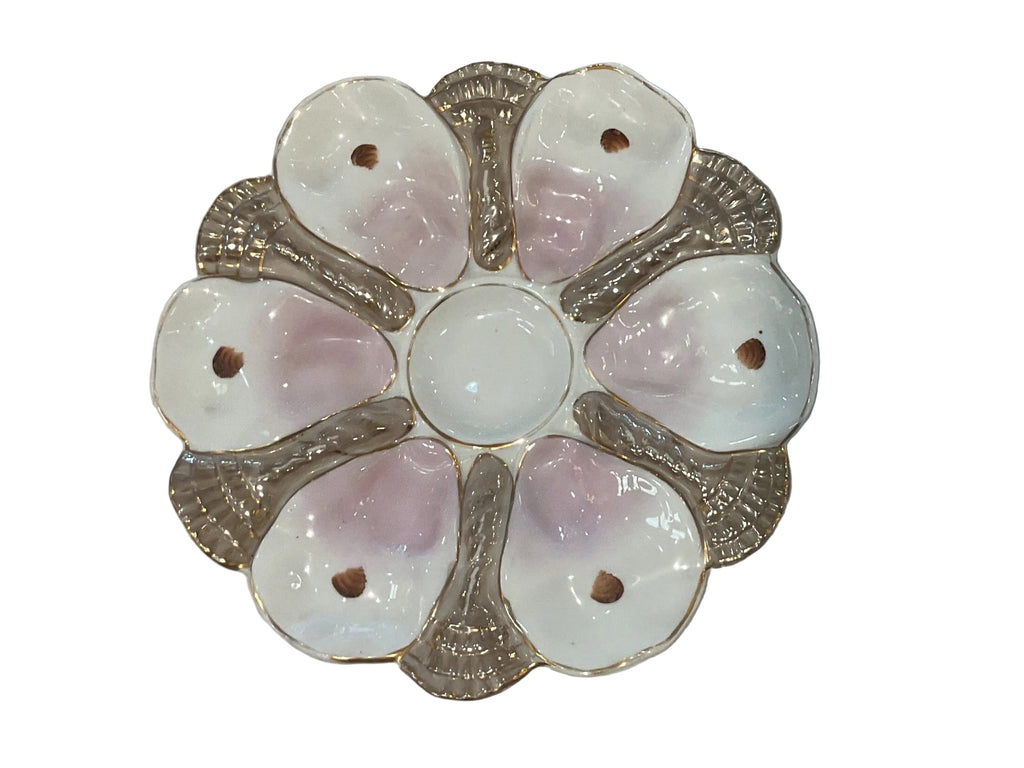 Vintage Gold Gilded/Pink/Taupe Oyster Plate