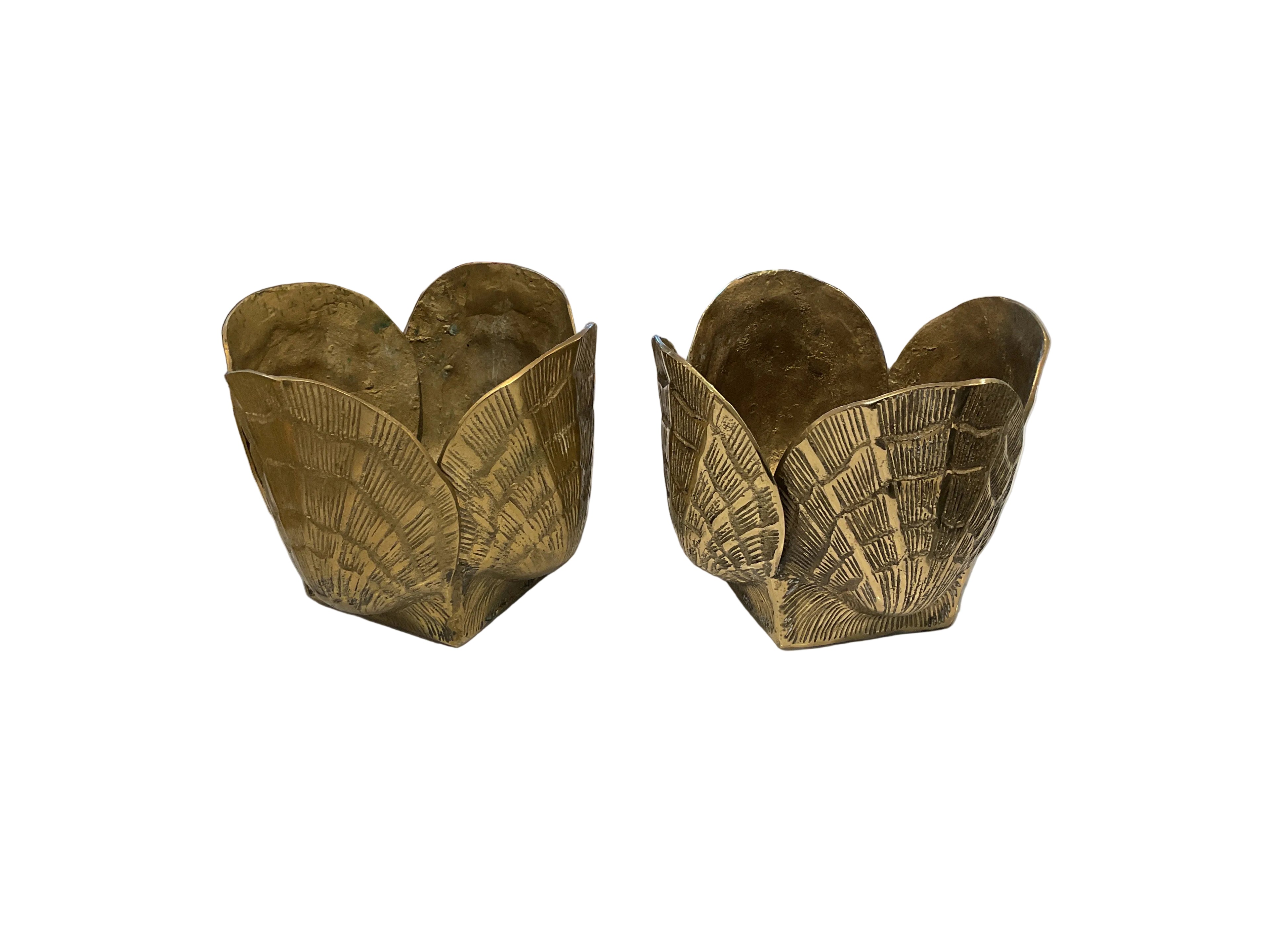 Brass Shell Planter Pair