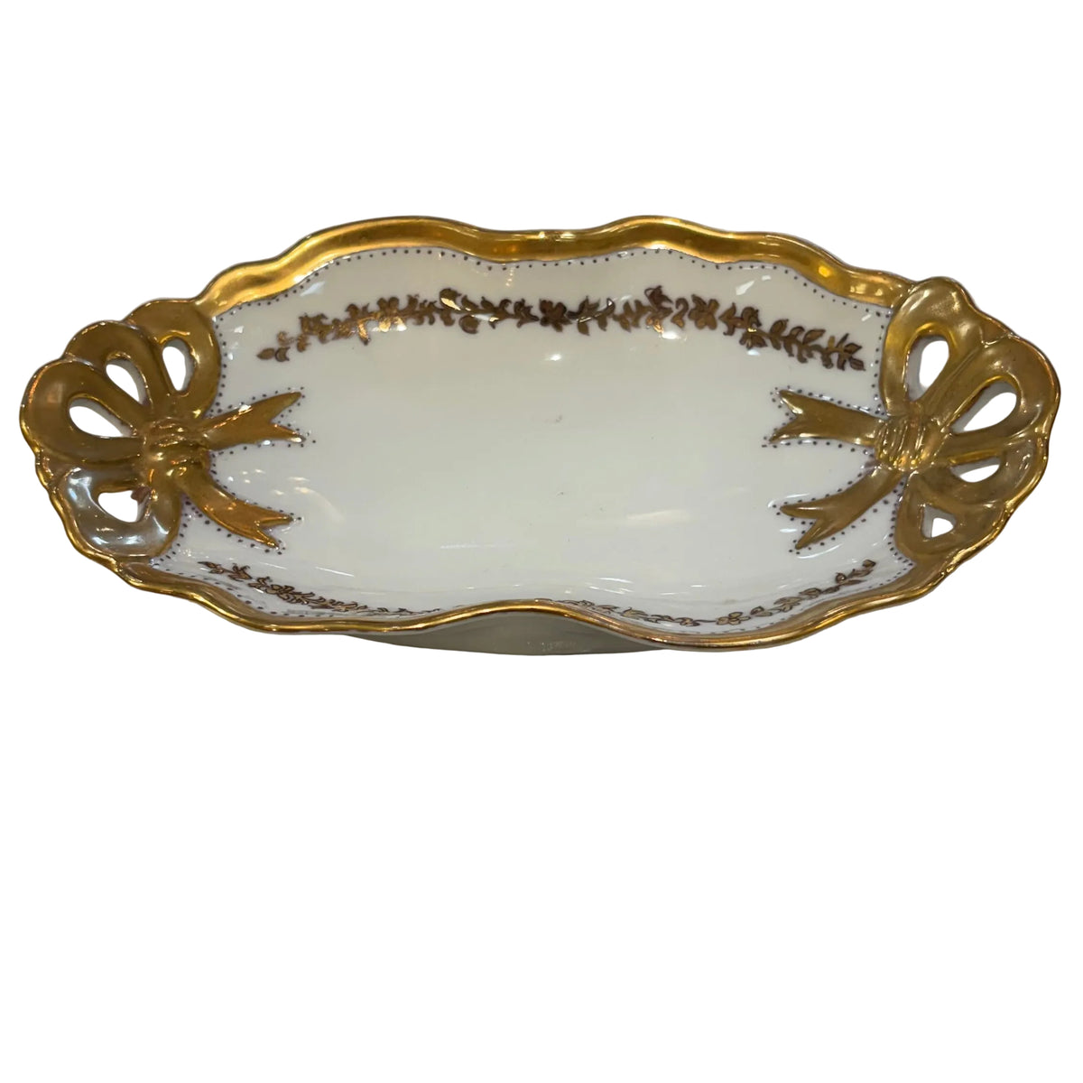Gold and white Trinket Dish with bow
