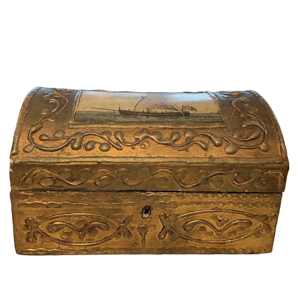 Florentine Gilted Dome Top Nautical Box