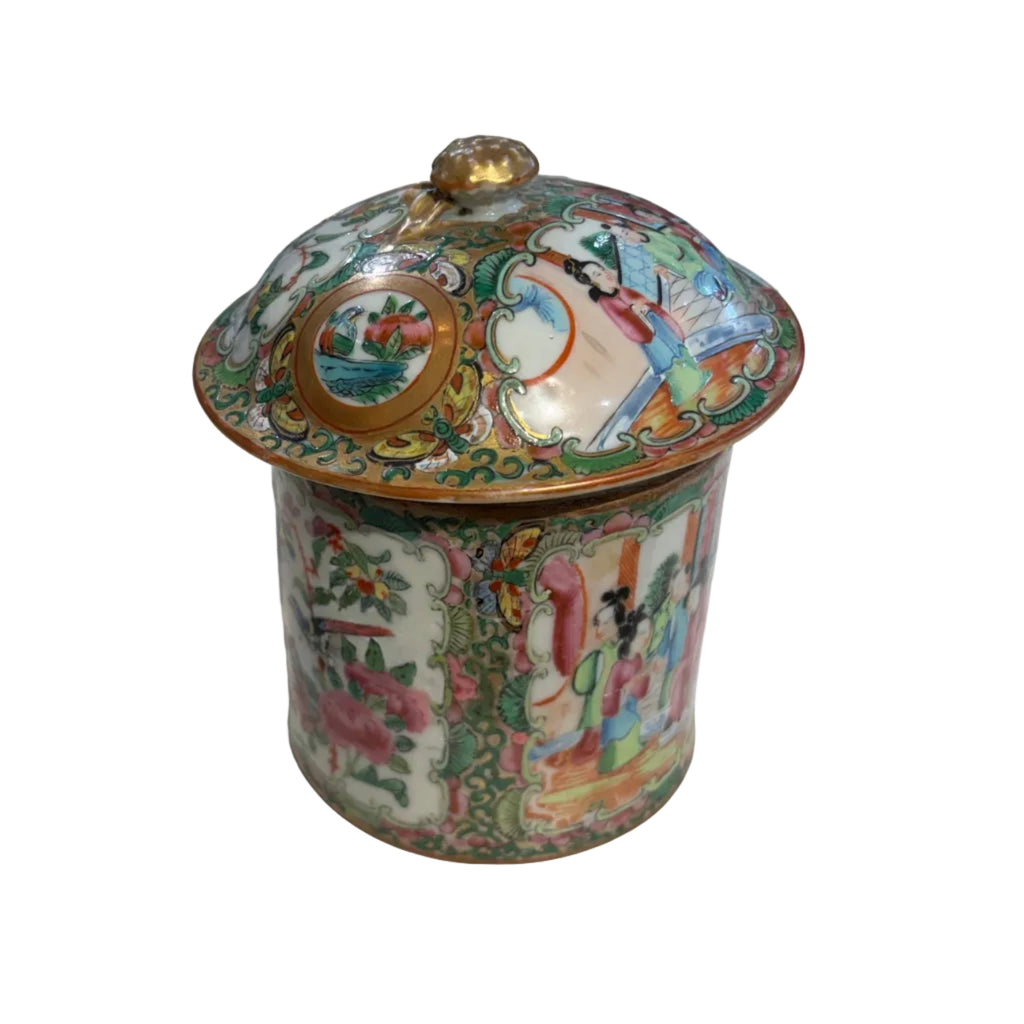 19th century Rose Medallion Small Lidded Jar
