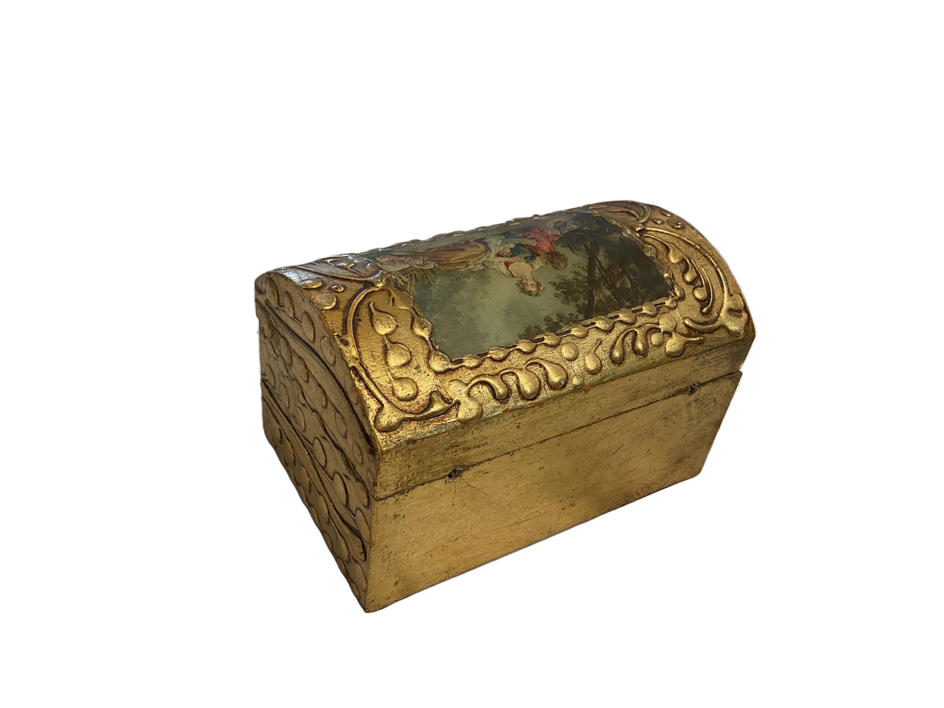 Gold painted jewelry chest