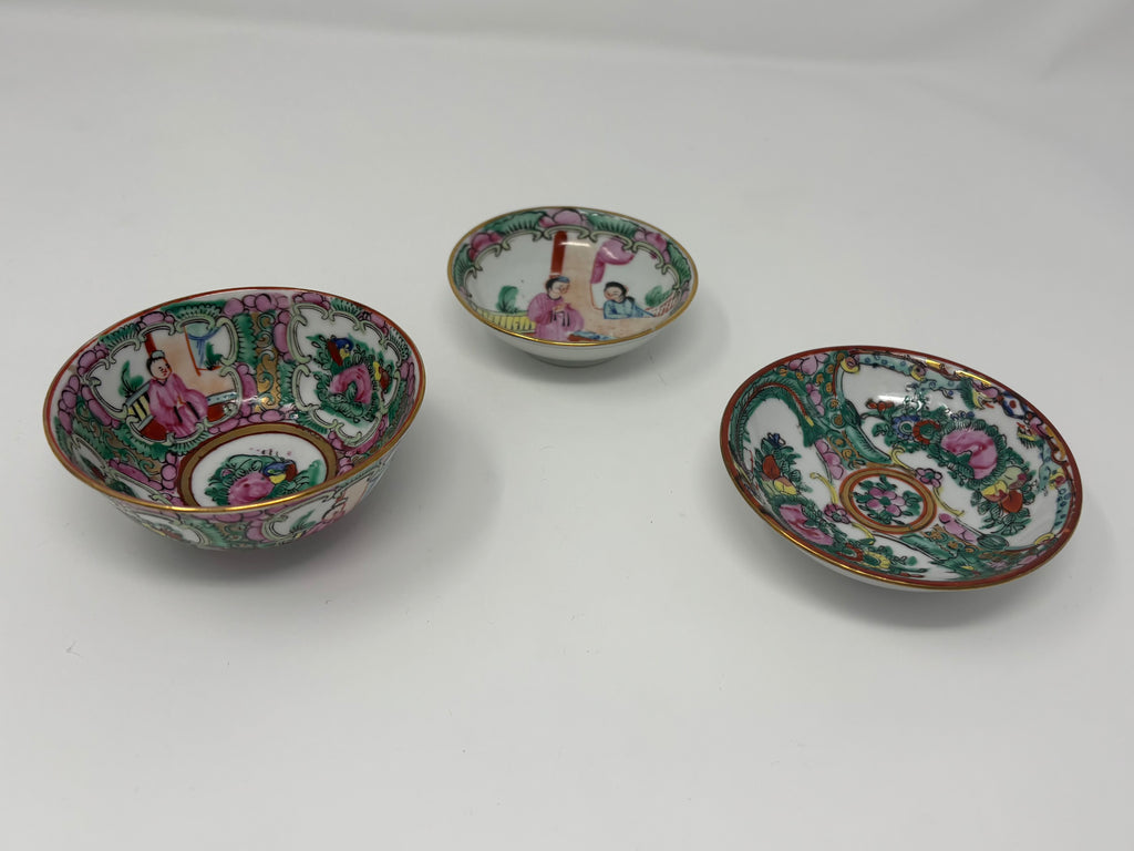 Collection of 3 Precious Famille Rose Bowls-4 Character Marked